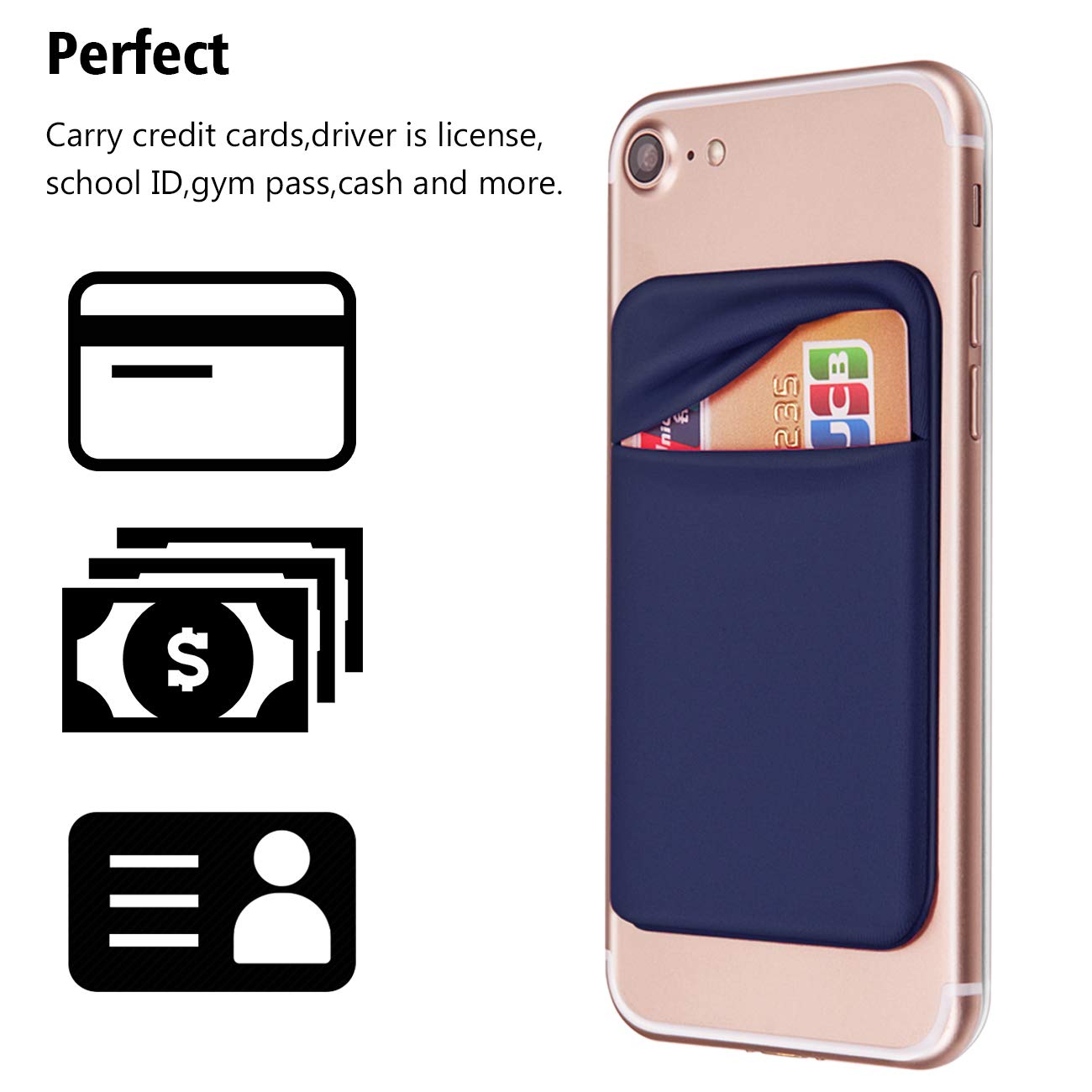 Obvis Cell Phone Pocket Self Adhesive Card Holder Stick On Wallet Sleeve With Adhesive Id Credit Card Atm Card Holder For Iphone