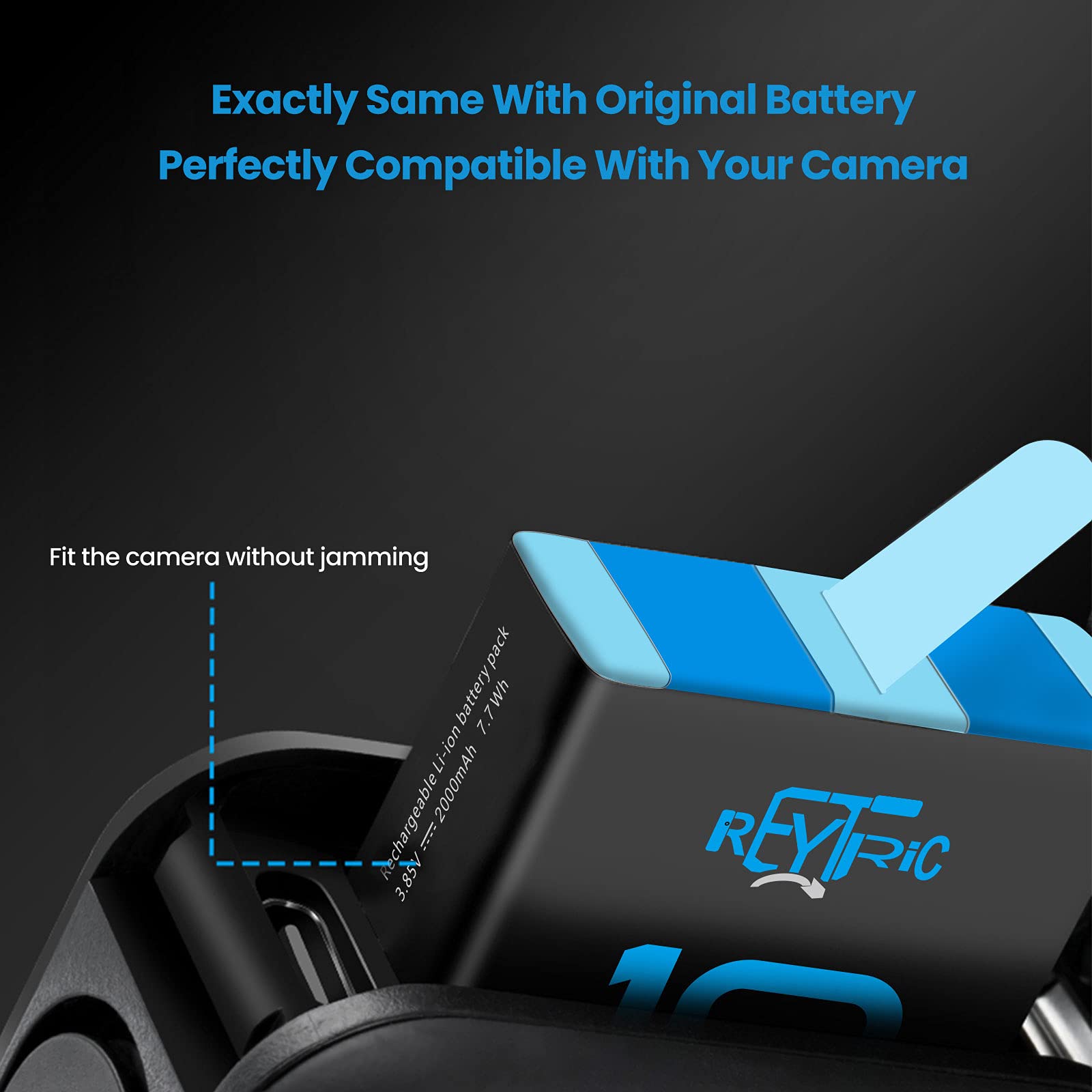REYTRIC Batteries & 3-Channel Charger Kit for GoPro Hero 12 11 10 9 Black - 2-Pack
