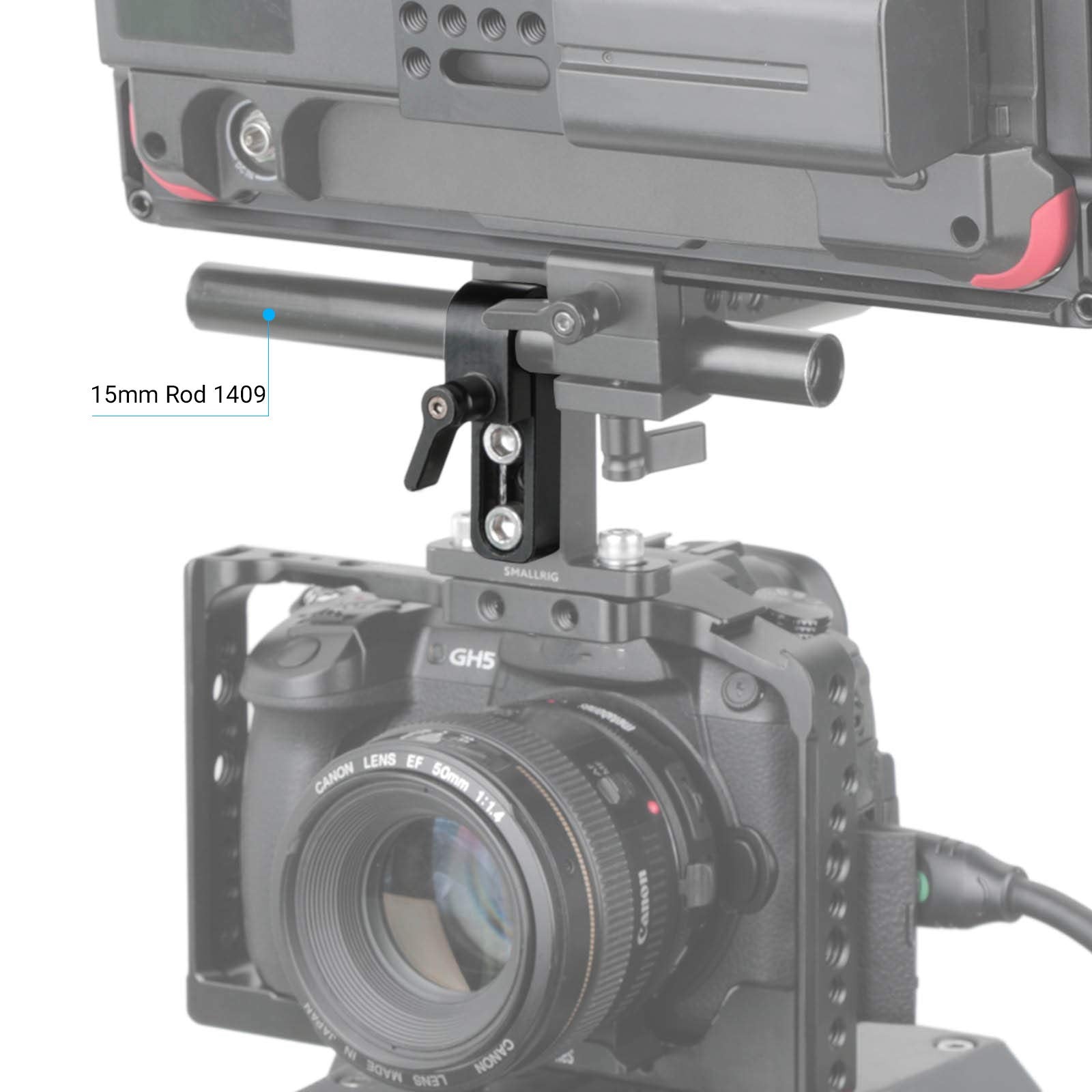Smallrig Single 15Mm Rail Clamp Mount Rod Clamp With Long Hole On Plate/Cage/Handle For Rod Extension   1549