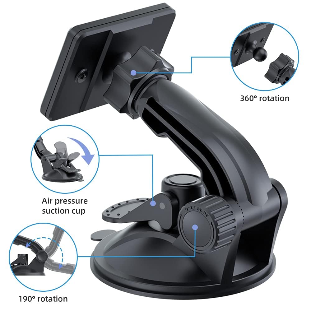 Ohlpro Dashboard Magnetic Tablet Holder For Car, Windshield Ipad Car Phone Suction Cup Mount With Magnets, For All 6' 11' Apple Phones Ipad Samsung Galaxy Tab Tablet, 360� Rotation, Black