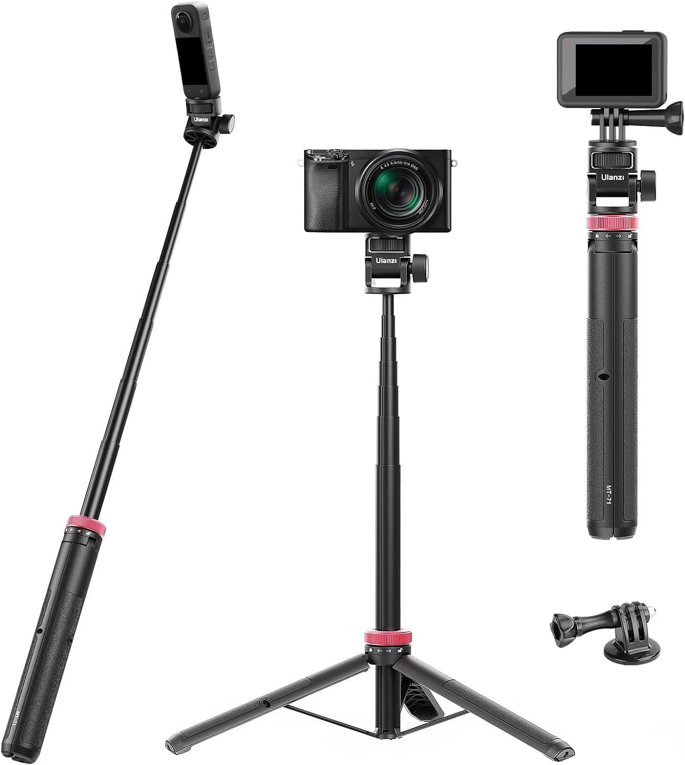 59In Selfie Tripod For Camera   Ulanzi Mt 71 Invisible Long Extendable Selfie Vlog Handle Portable Lightweight Tripod Stand 7 Sections For Action Cameras
