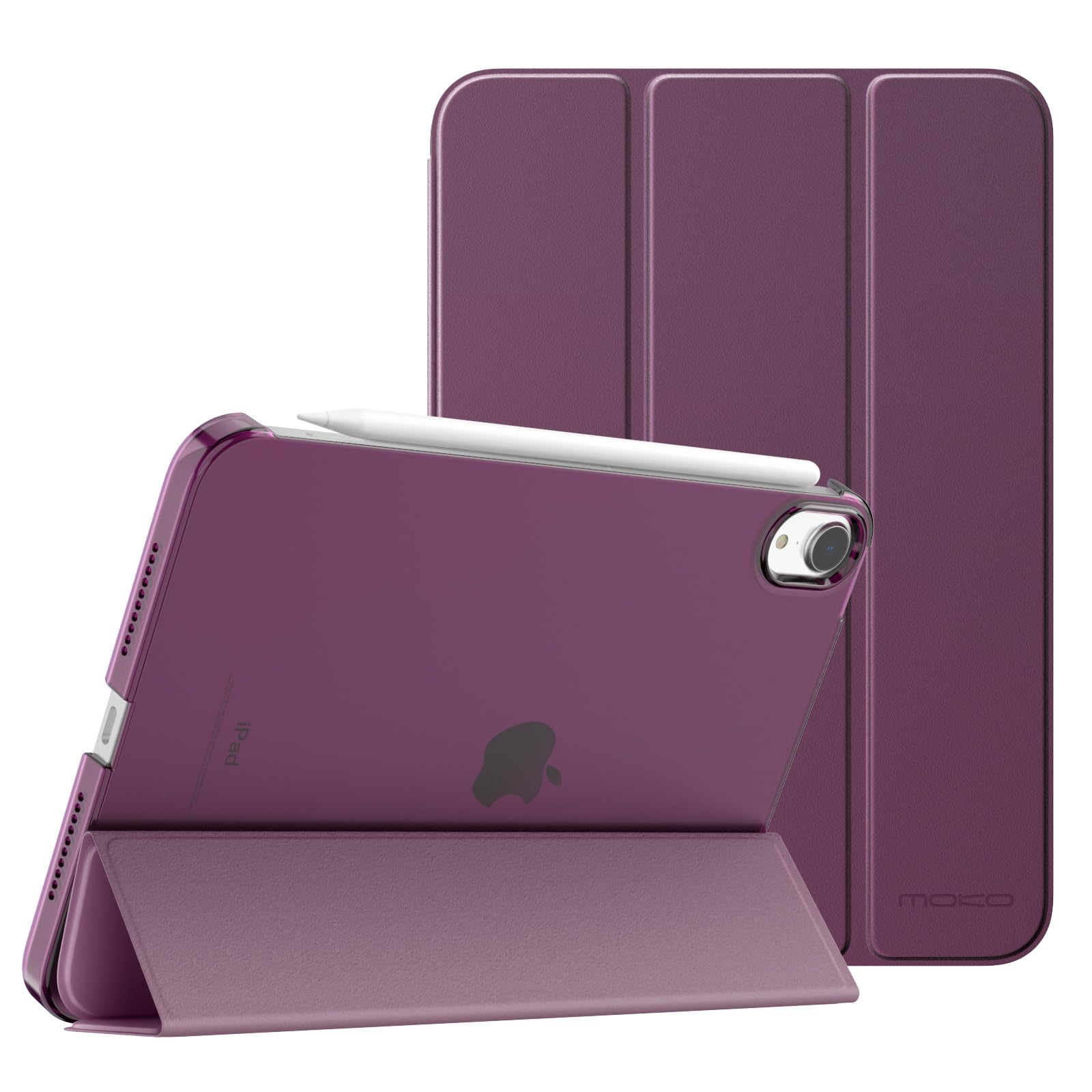 MoKo for iPad Mini 7 (A17 Pro) Case 2024,iPad Mini 6 Case 2021,8.3 inch iPad Mini 7th/6th Generation Case,Slim Lightweight Hard Back Shell Stand Cover for iPad Mini 2024 with Touch ID, Dark Purple