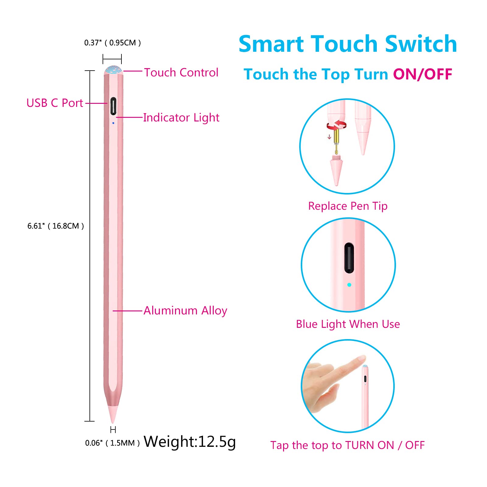 Ipad Pencil 8Th&9Th&10Th Generation, Active Stylus Pen For Apple Ipad (2018 2023) With Palm Rejection For Ipad Air 5Th Gen, Ipad