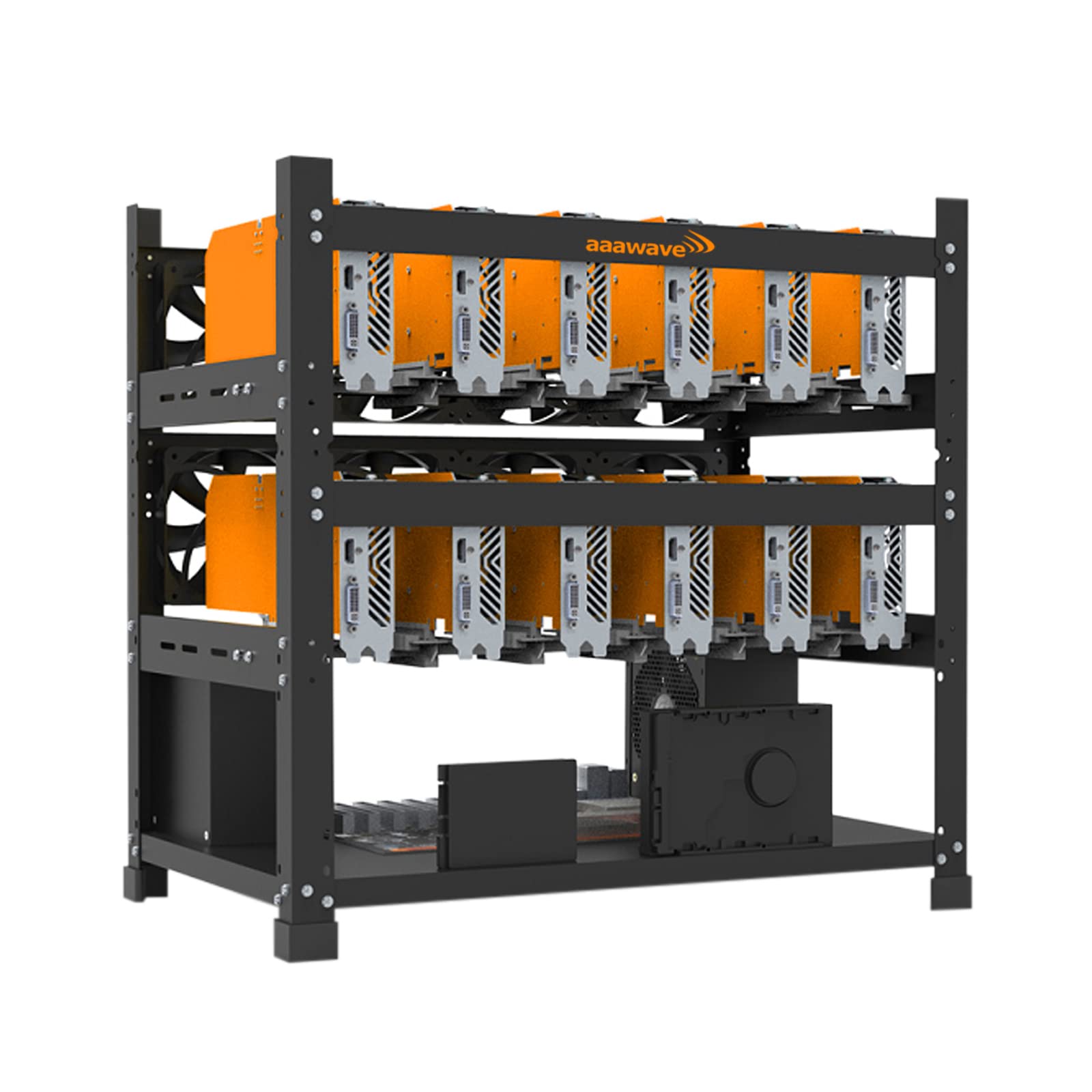 Aaawave The Sluice V2 12Gpu Stackable Open Frame Mining Rig Frame Chassis For Crypto Currency (Black)