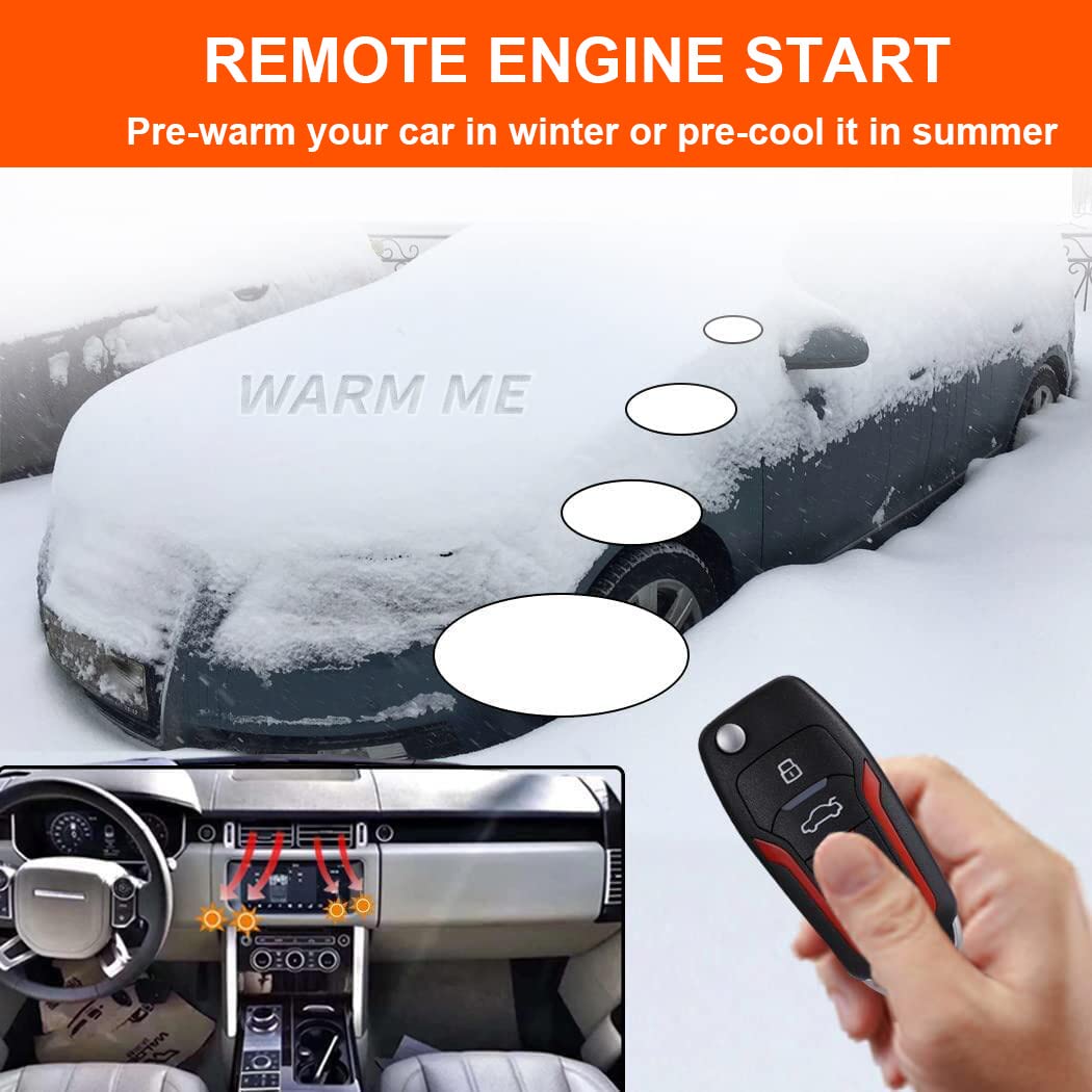 Banvie ? Car Keyless Entry Security Alarm System + ? Remote Engine Starter + ? Push To Start Stop Iginition Kit Button