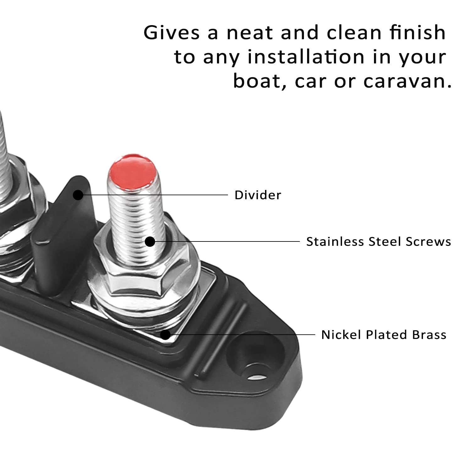 Recoil S2Pg Busbar Dual 5/16    Studs With Divider Positive And Negative 2 In 1 Terminal Power Distribution Block With Ring Term