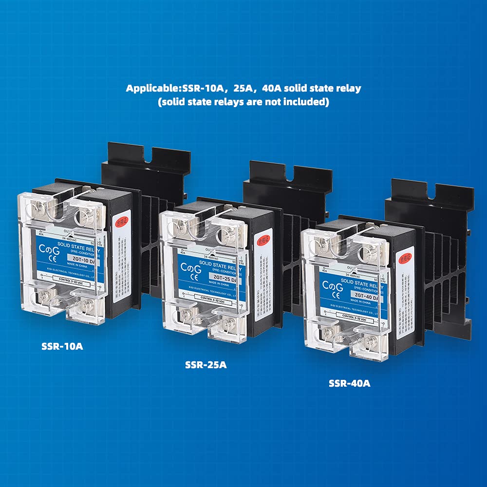 Cgele 1Pcs Aluminum Heat Sink Ssr Black Radiator Dissipation For Single Phase Solid State Relay 10A,25A,40A