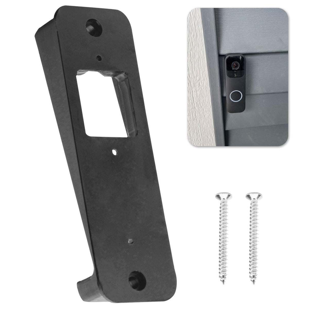 Vinyl Siding Mount/Angle Mount Wedge For Blink Video Doorbell (4'' Standard Vinyl Only, Not For Dutch Lap Siding) W/Screws - Bla