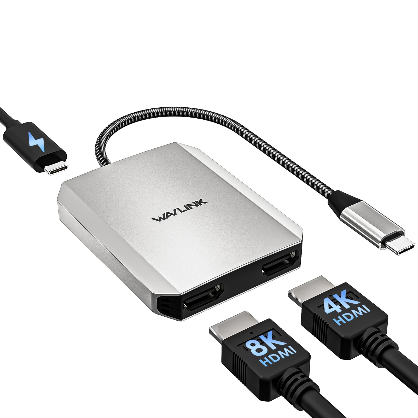 Usb C To Dual Hdmi Adapter, Wavlink Dual 4K@60Hz Hdmi Adapter With 100W Power Delivery For Dell Xps, Hp, Lenovo, Thunderbolt 3/4