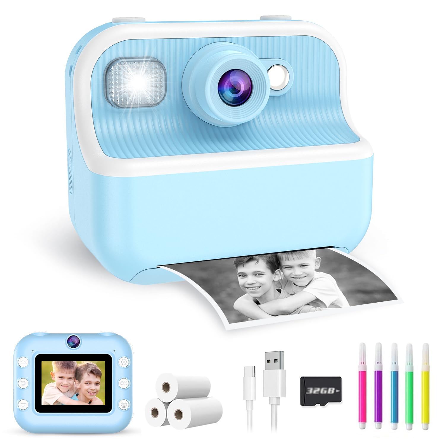 Kids Camera Instant Print, Christmas Birthday Gifts For Kids Age 3 12, Hd Camera For Kids With Printing Photo Paper, Portable To