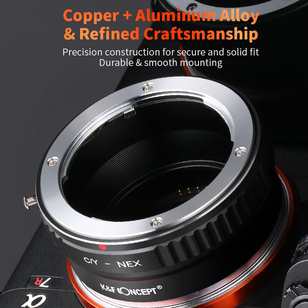 K&F Concept Lens Mount Adapter, Contax/Yashica (C/Y) Lens To Sony Alpha Nex E Mount Camera