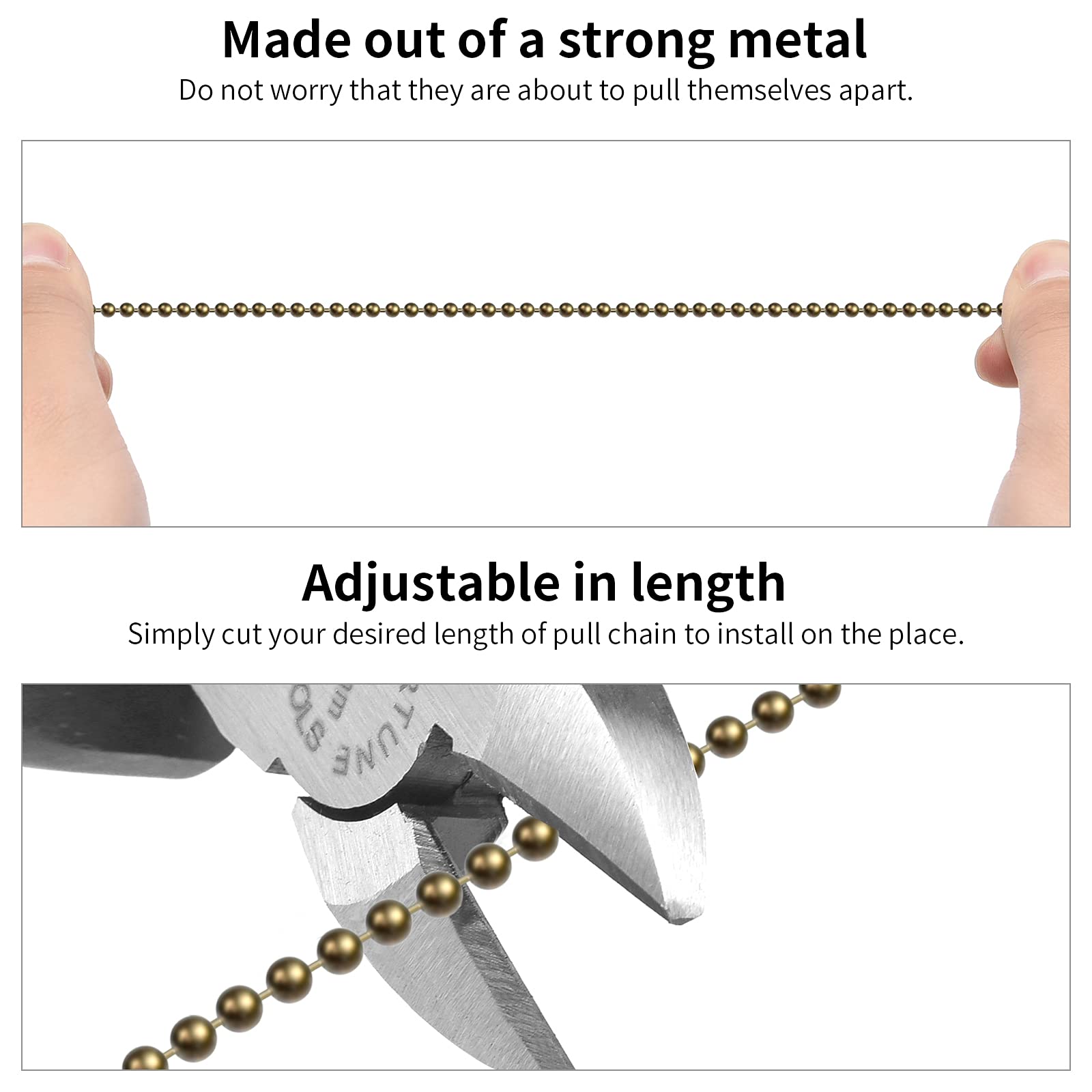 Pull Chain Extension For Ceiling Fans And Light Fixture, 59 Inch Long With 6 Matching Connectors (Bronze)