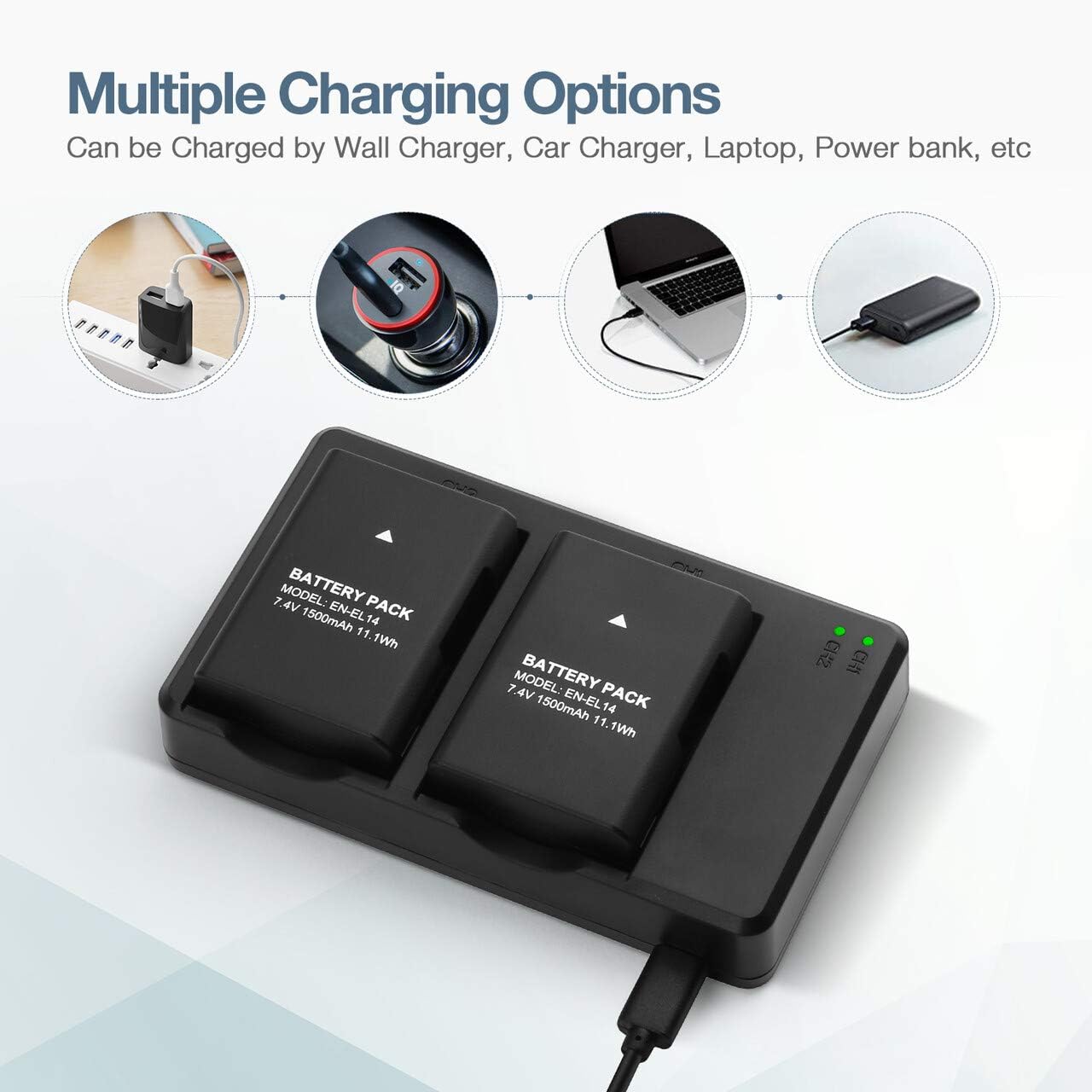 En El14 En El14A Battery Usb Charger And 2 Pack Rechargeable Batteries Replacement Compatible With Nikon D3100 D3200 D3300 D3400