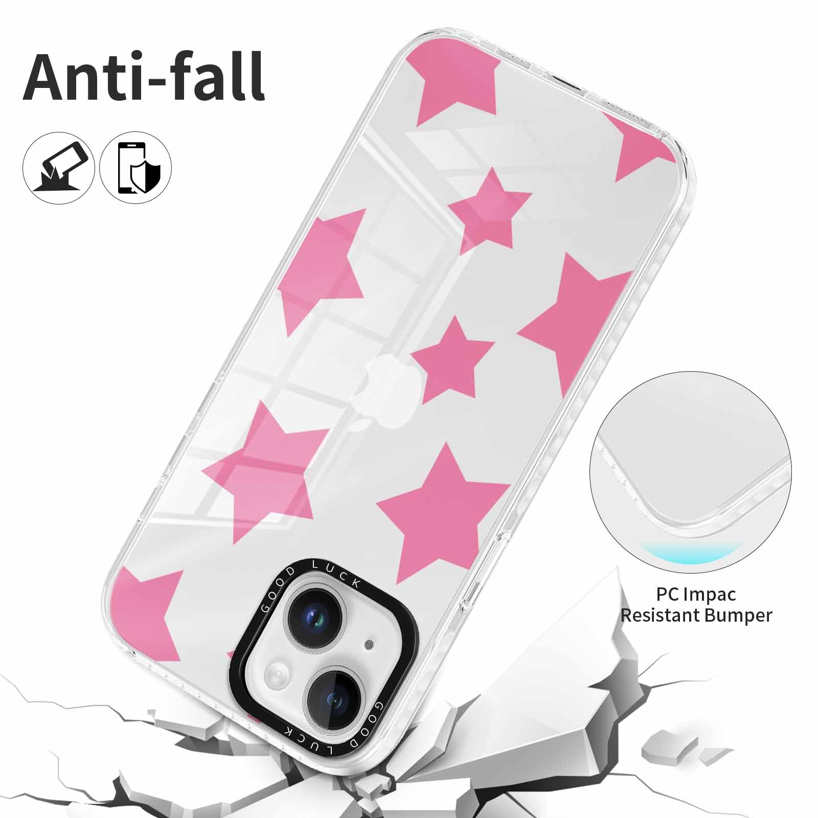 Rumdey 2 Pack Cute Star Girls Woman Phone Case Aesthetic For Iphone 13 Mini 5.4 Inches, Silicone Soft Shockproof Tpu 2 Pcs Bumpe