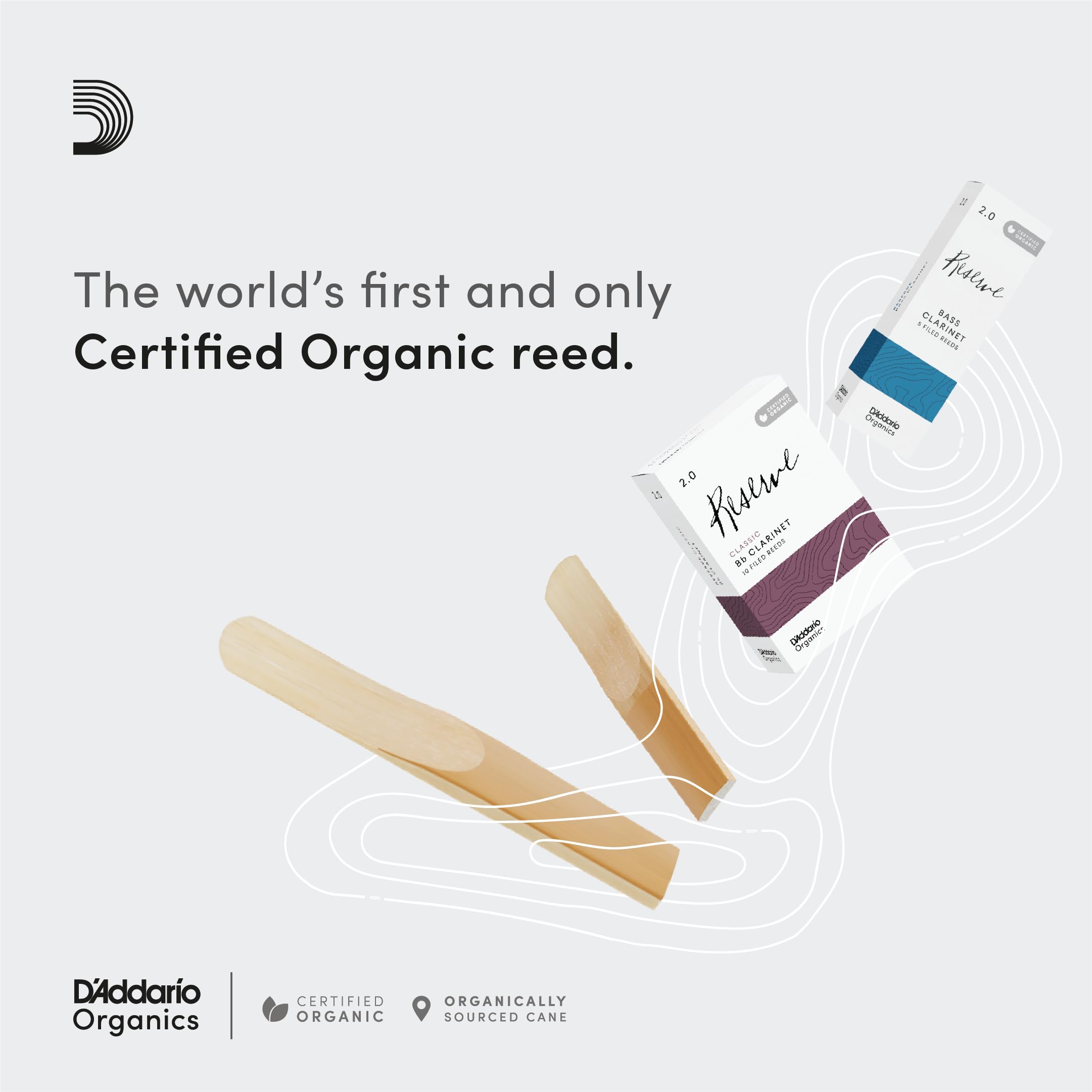 Daddario Organic Reserve Classic Bb Clarinet Reeds   Filed, Strength 2, 3 Pack