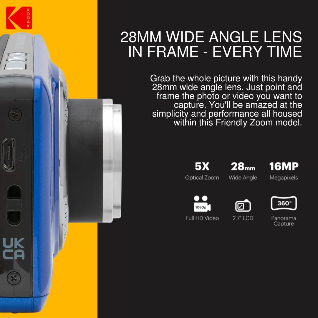 Kodak Pixpro Friendly Zoom Fz55 Digital Camera (Blue) Bundle With Focus Digital Camera Lcd Screen Protectors And 32Gb Sdhc Uhs-I