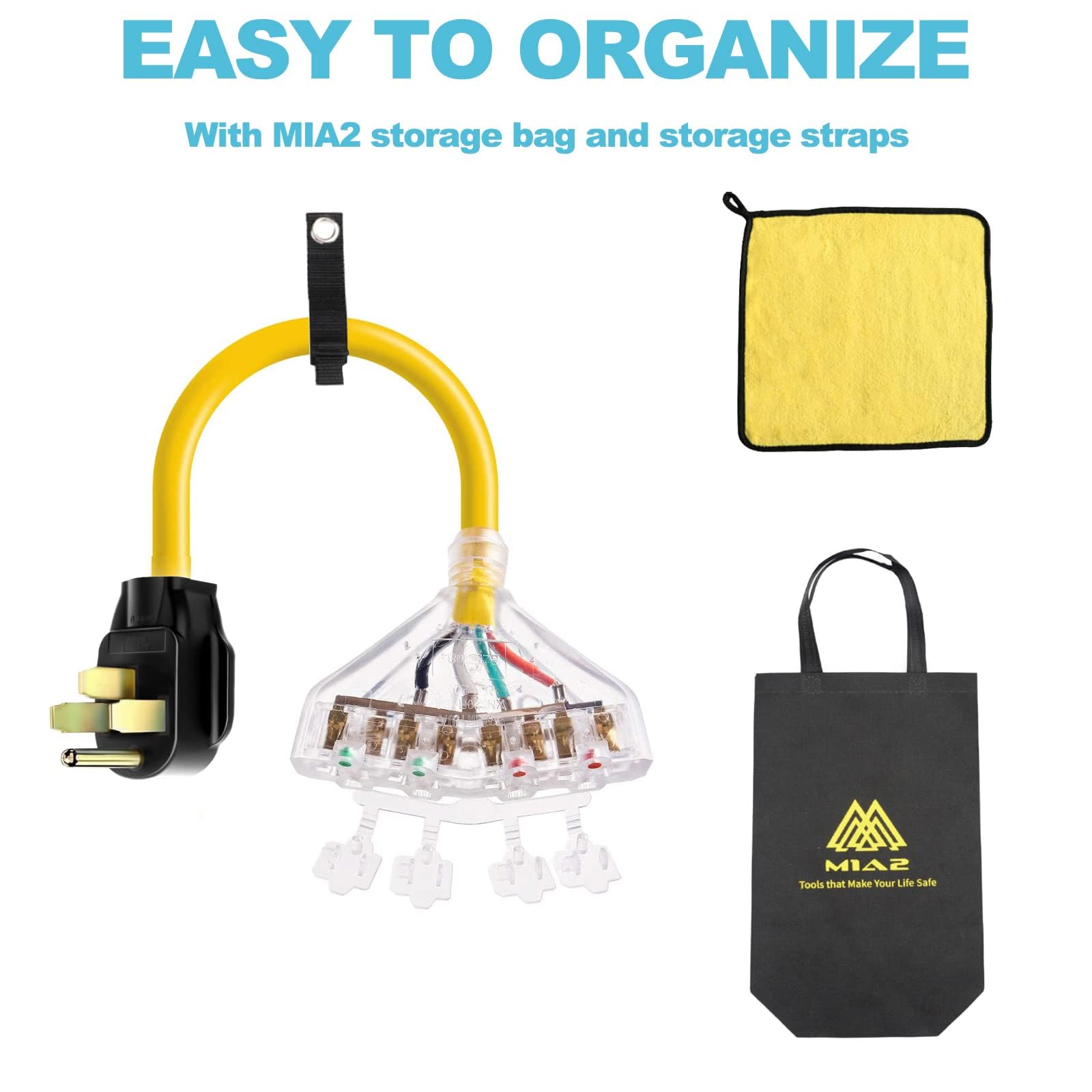 50 Amp To 20 Amp Adapter 110 Rv Distribution Nema 14 50P 4 Prong Male To 4X 5 20R Household Outlet Female With Dust Protection C