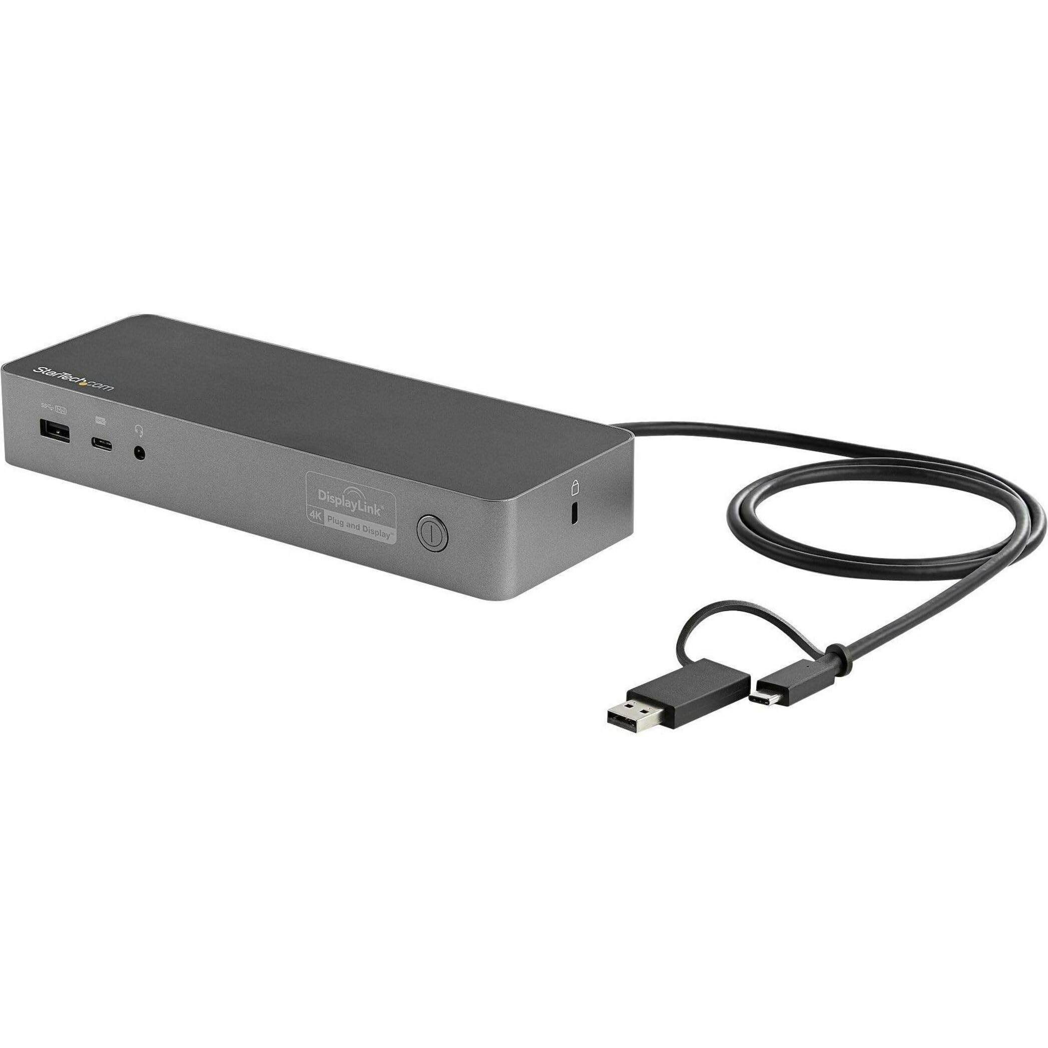 StarTech.com Universal Laptop Docking Station, Hybrid USBC/USBA Dock, Dual 4K DP/HDMI, 100W PD, Mac/Windows/Chrome OS, NIC