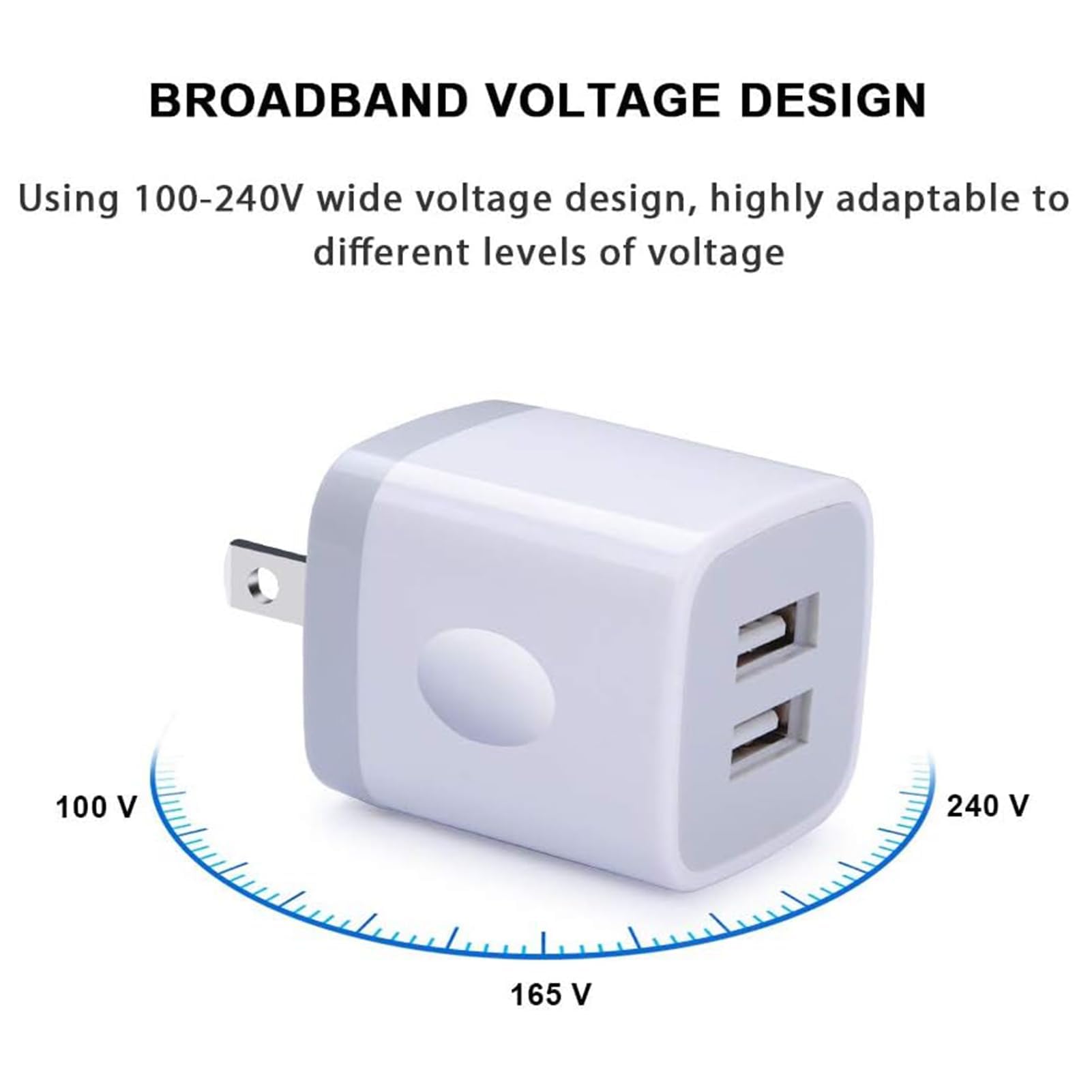 Usb Charger Wall Plug, Fivebox 5Pack 2.1Amp Fast 2Ports Usb Wall Power Adapter Charging Block Base Charger Brick Cube Box For Ip