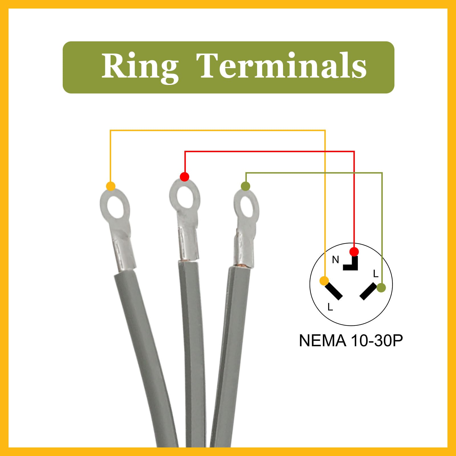 Greatide 3 Prong Dryer Cord, 10 Ft 10/3 Srdt, 30 Amp Appliance Extension Power Cord, Nema 10 30, Grey