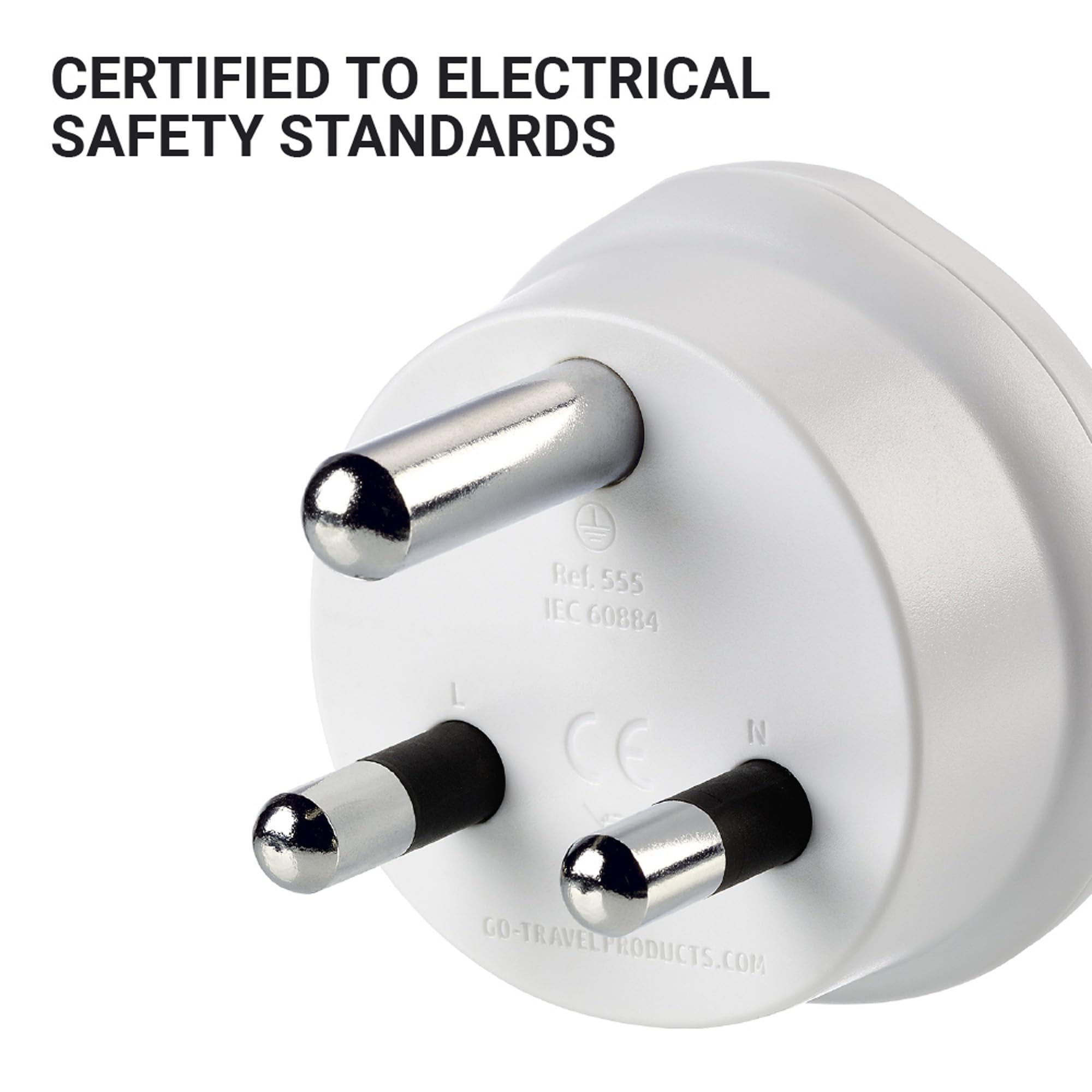 Go Travel Us To South Africa Plug Adapter, Travel Adapter For Small Electrical Devices, Earthed Adapter, Input - Type A, Type B