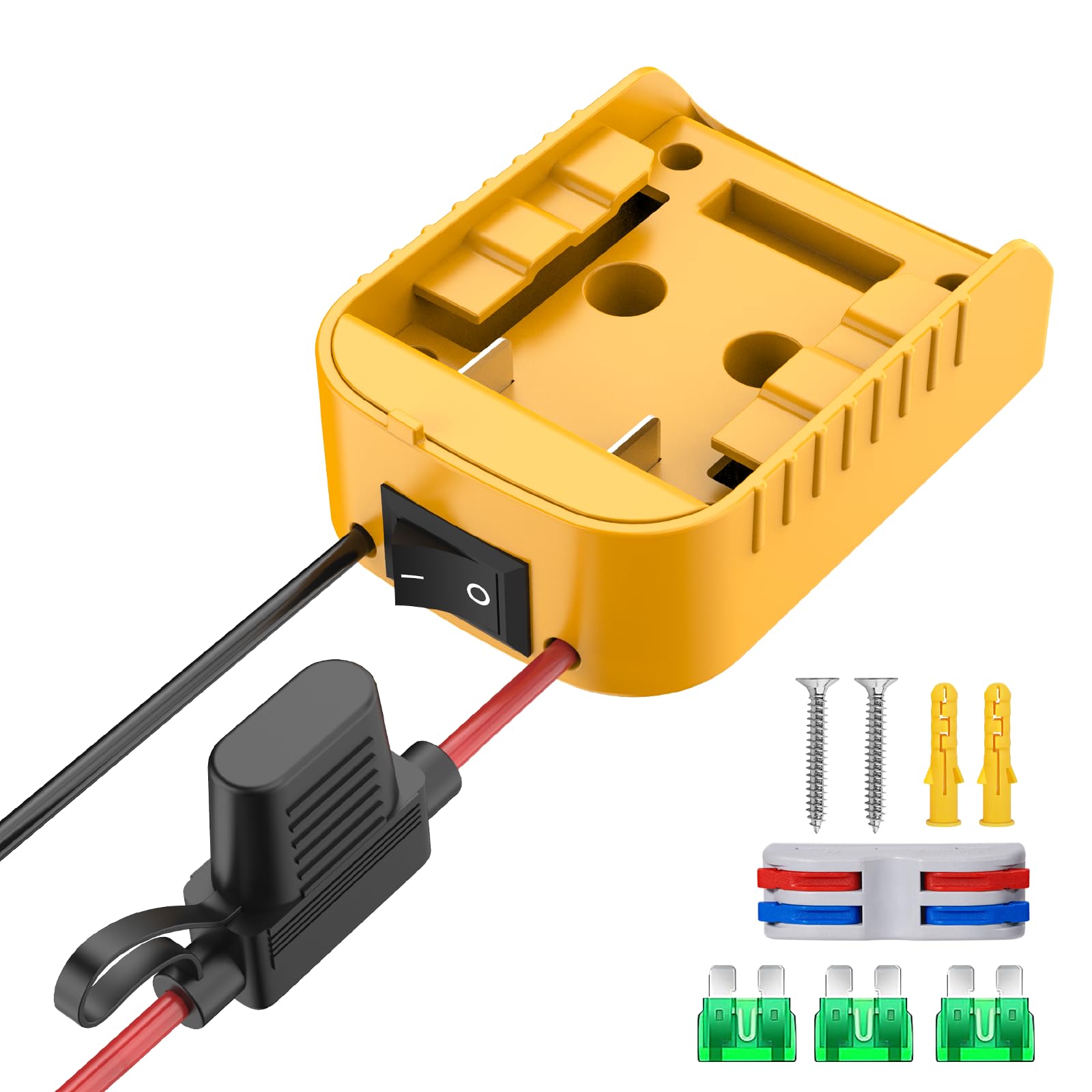 For Power Wheel Adapter Compatible With Dewalt 20V Battery Converter Kit With Switch & Fuse & Wire Terminals & 12 Awg Wire For D