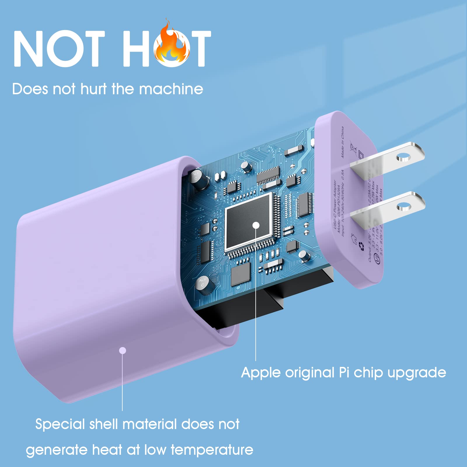 Igenjun 20W Usb C Charger, Mfi Certified Iphone 15 14 13 12 Fast Charger, Compact Pd 3.0 Wall Charger Block, Lilac, 4 Pack