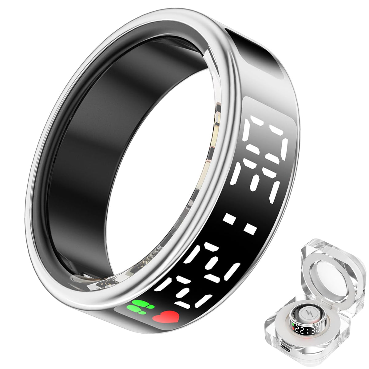 Smart Ring With Screen+Touch Sleep&Fitness Tracking Wearable For Women/Men, Accurate Monitoring Of Pedometer, Heart Rate, Blood