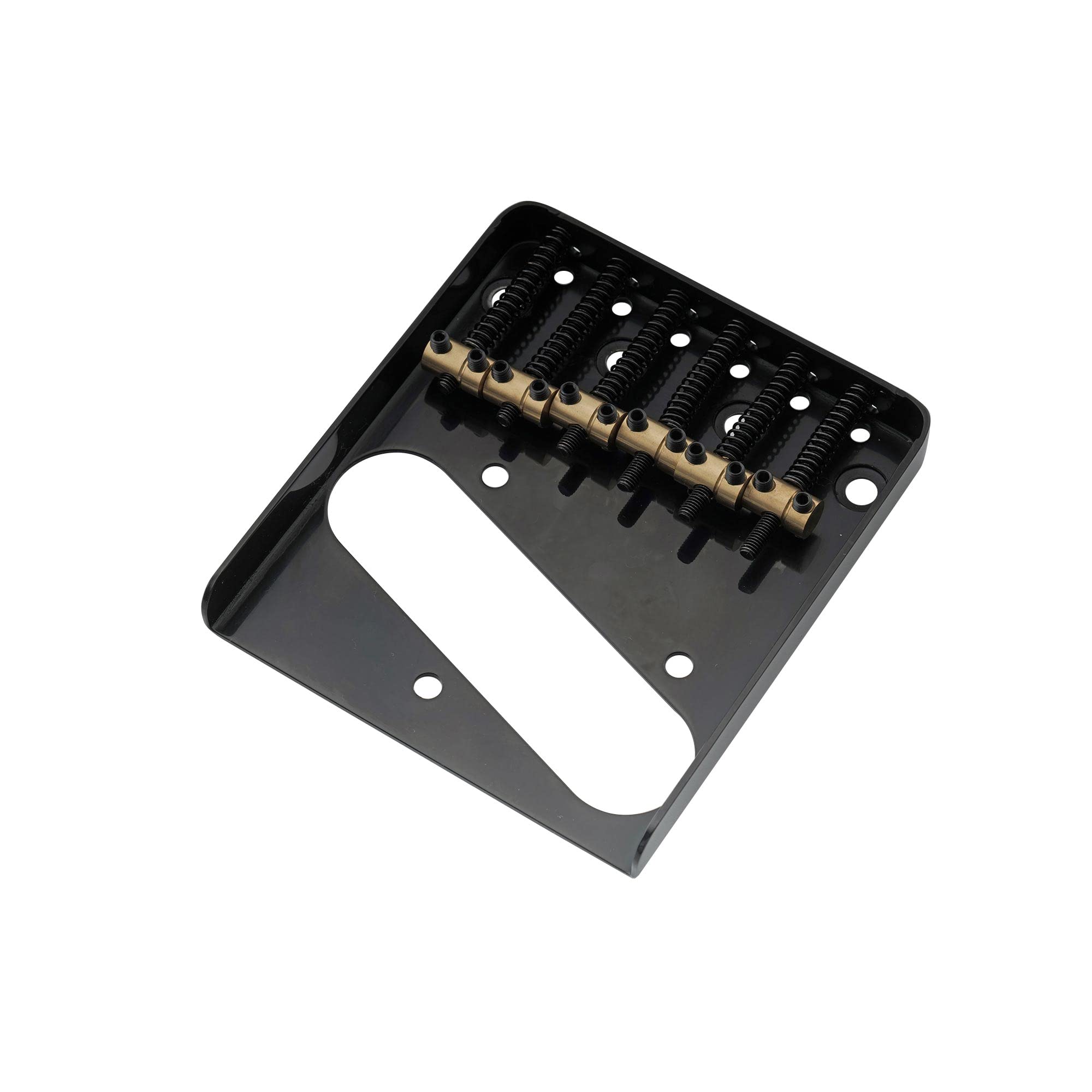 Musiclily Pro 54Mm Vintage Telecaster Bridge With Barrel Brass 6-Saddle For Squier And Import Tele Style Electric Guitar, Black