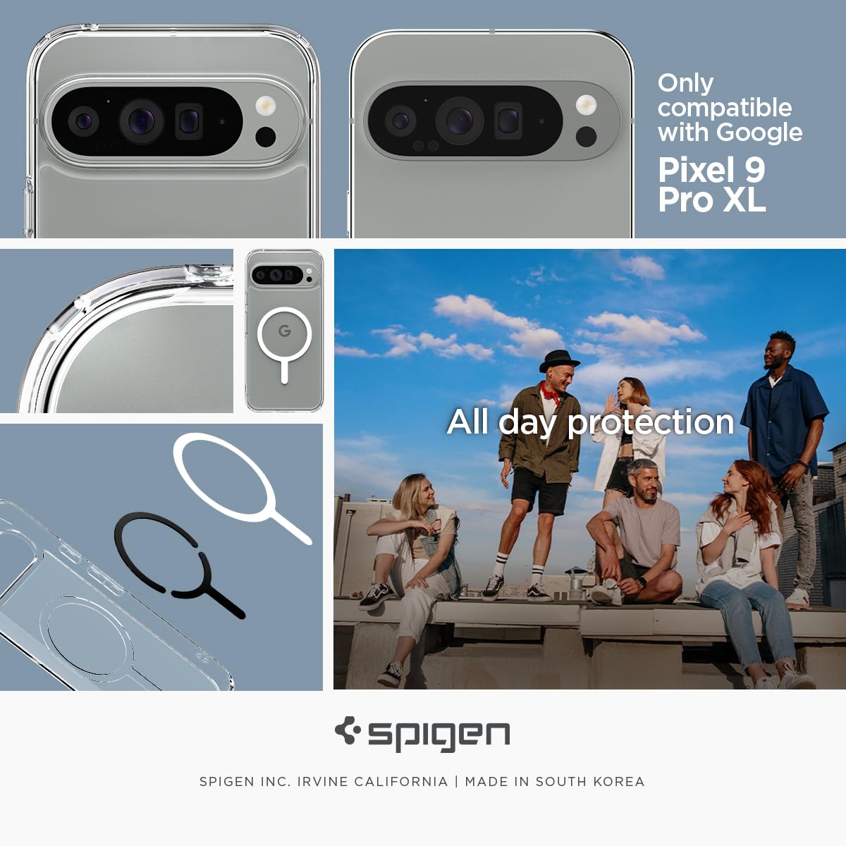 Spigen Ultra Hybrid Magfit Designed For Pixel 9 Pro Xl Case (2024) [Anti-Yellowing] [Military-Grade Protection] Compatible With
