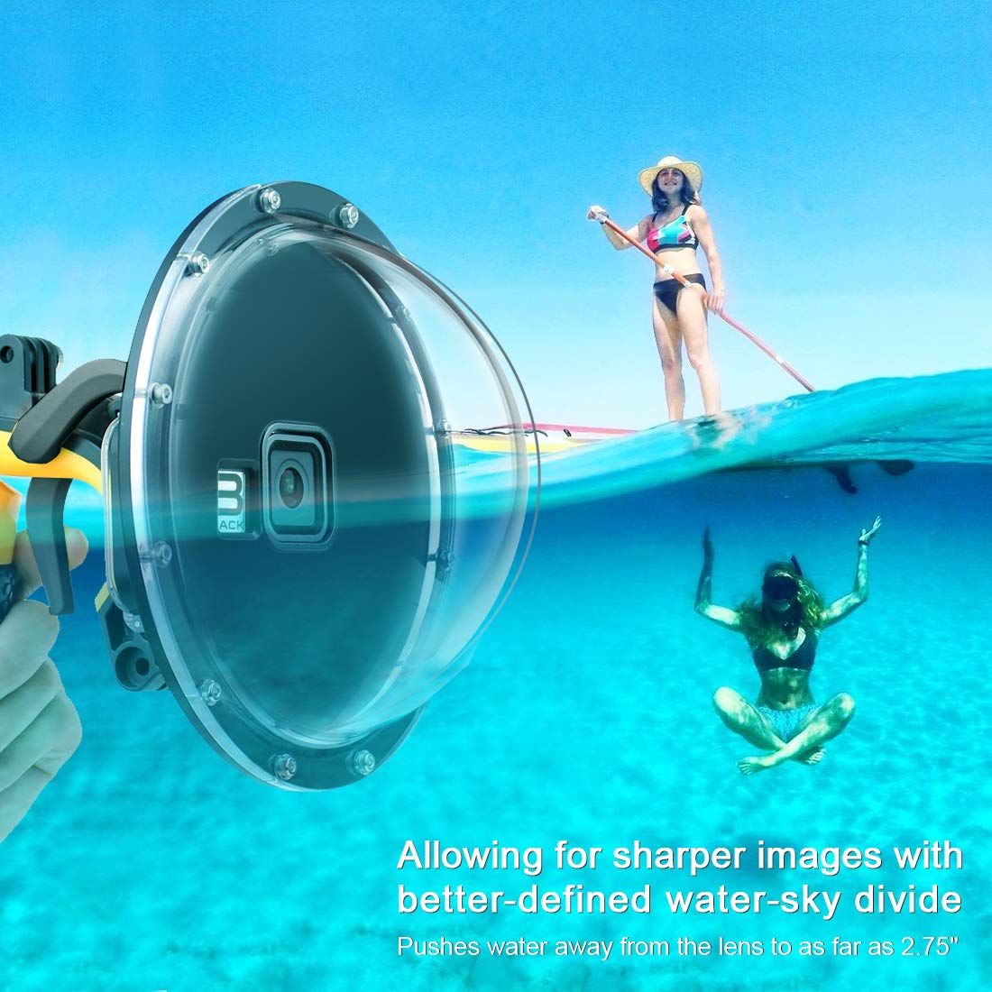 Gepuly Dome Port For Gopro Hero 8 Black, Dome Port Lens With Waterproof Housing Case Shutter Trigger Floating Hand Grip For Hero