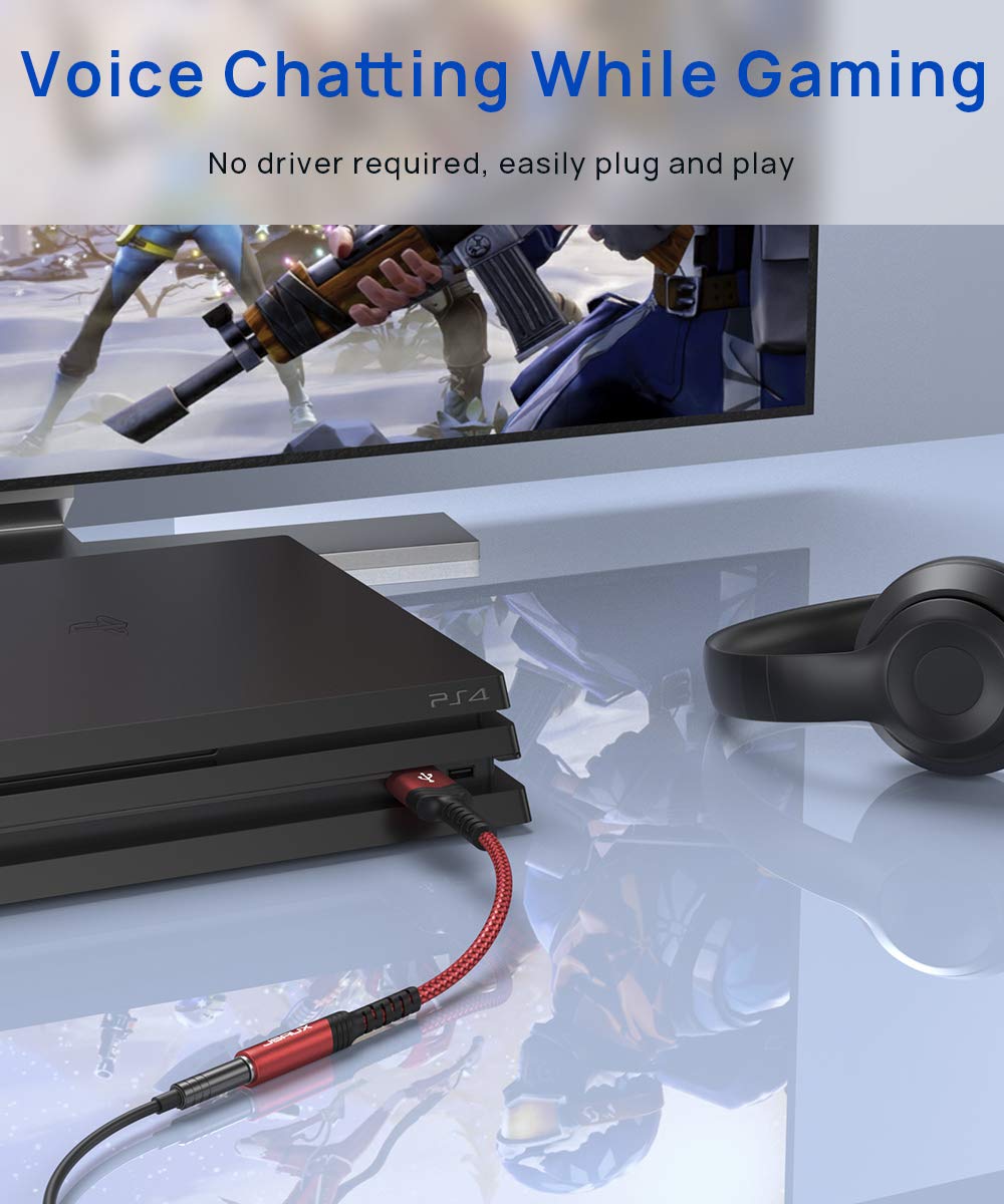 Jsaux Usb To 3.5Mm Jack Audio Adapter,Usb To Audio Jack Adapter Headset,Usb-A To 3.5Mm Trrs 4-Pole Female, External Stereo Sound