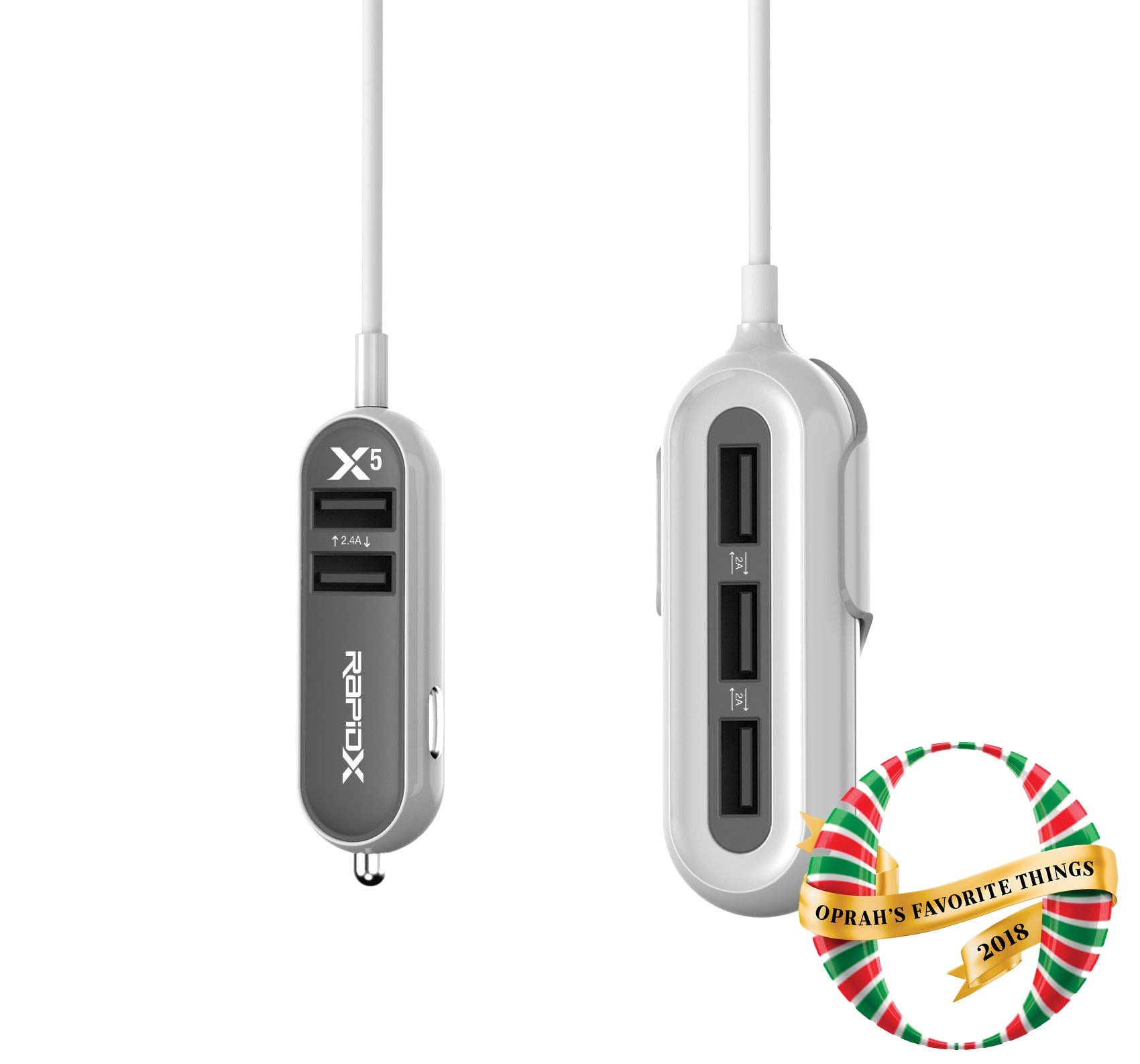 Rapidx X5 5 Usb Ports Car Charger 22.4A Grey