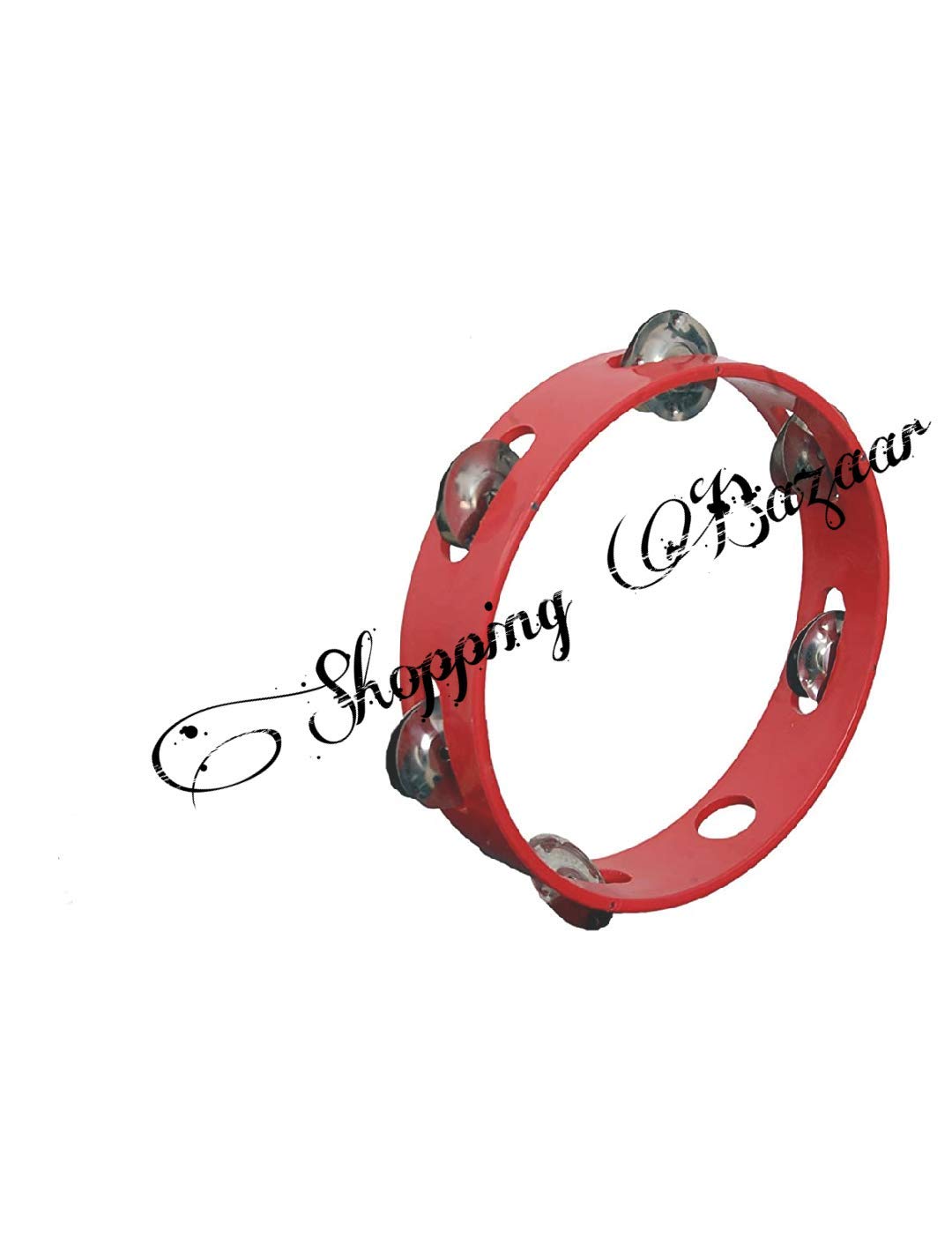 International Shopping Center Khanjari 07 inch Tambourine Hand Percussion Musical Instrument, Red