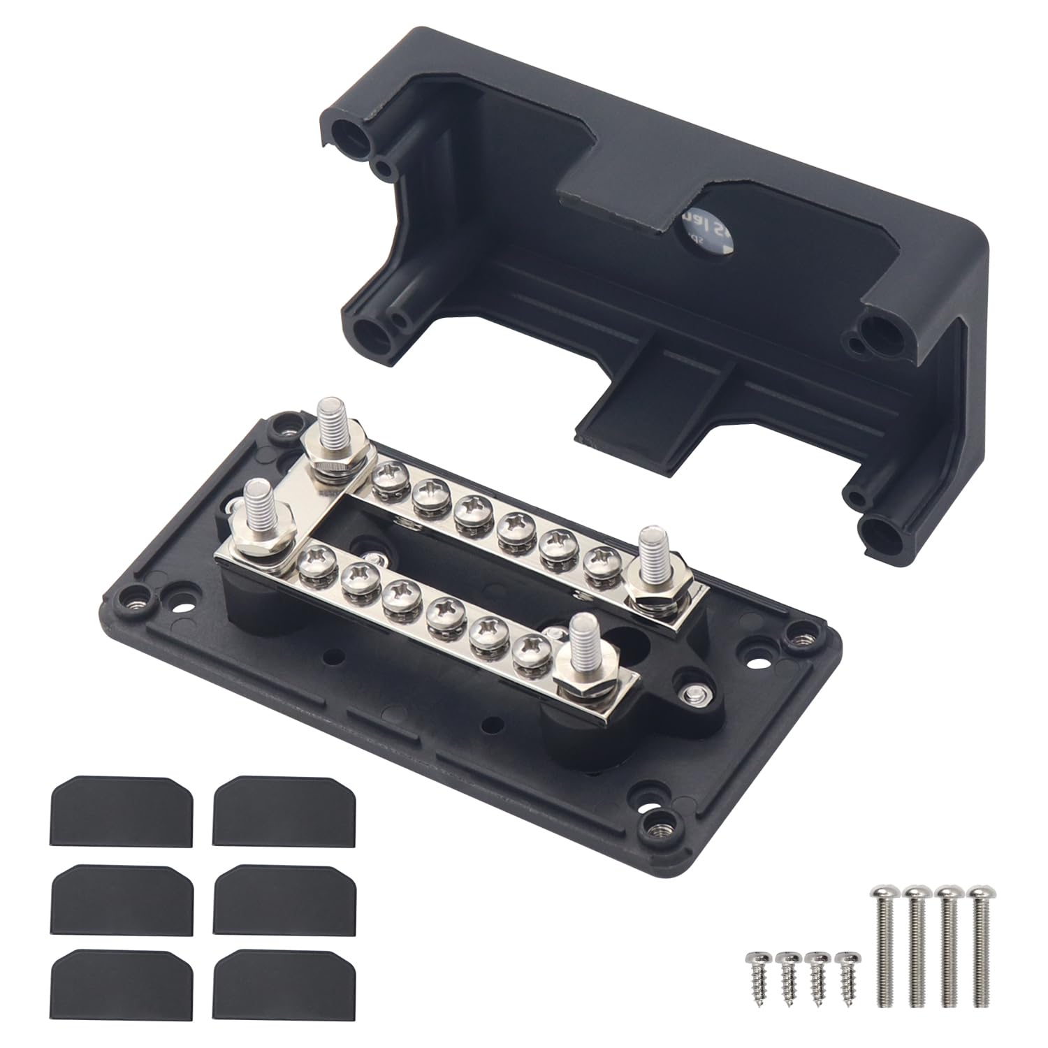 Gloaso 100A Bus Bar With 4X 1/4  Posts+ 12X 5/32  Screws Battery Terminals Distribution Block, 12V-48V Dc Power Busbar For Solar