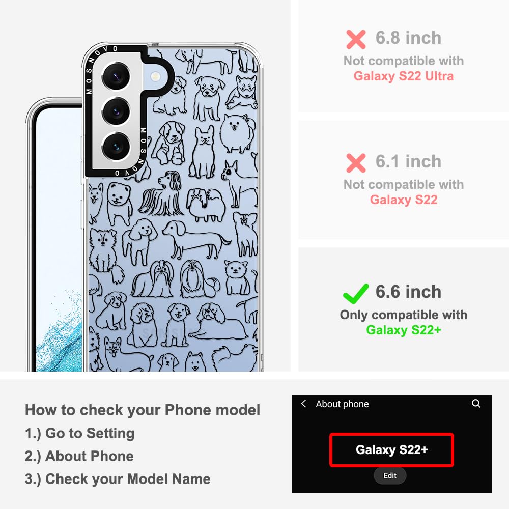 Mosnovo Case For Samsung Galaxy S22 Plus, [Buffertech 6.6Ft Military Grade Drop Protection] [Anti Peel Off Tech] Clear Tpu Bumpe