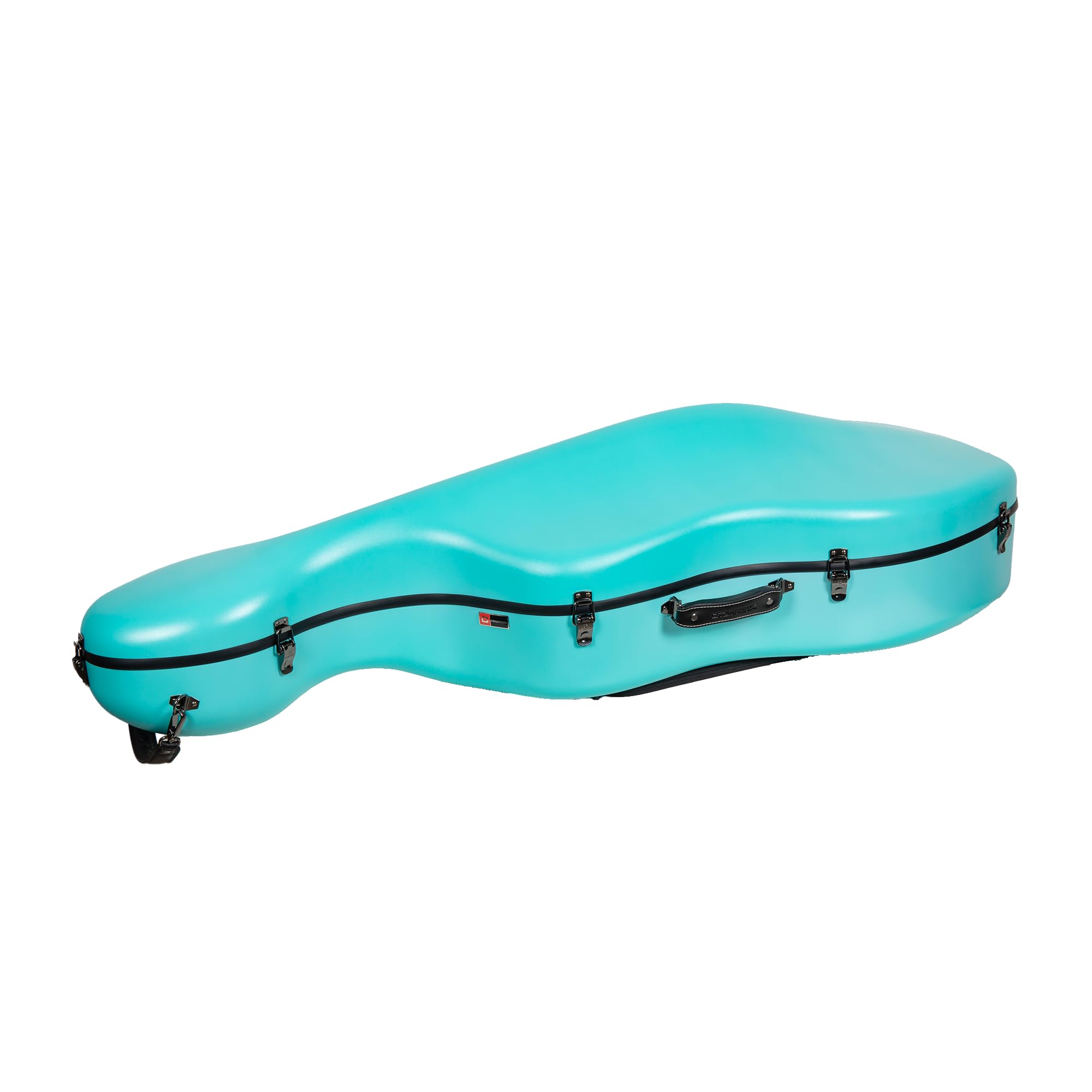 Crossrock Poly Carbon Cello Case For 4/4 Full Size | Mint Blue Matte Finish, Black Velvet Interior, Wheels, Music Pouch - Lightw