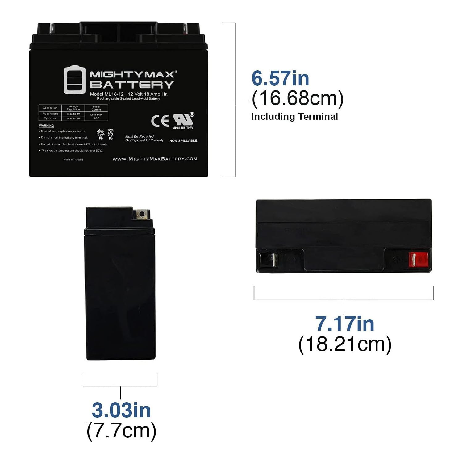 Mighty Max Battery Ml18-12 - 12 Volt 18 Ah Sla Battery - Pack Of 4