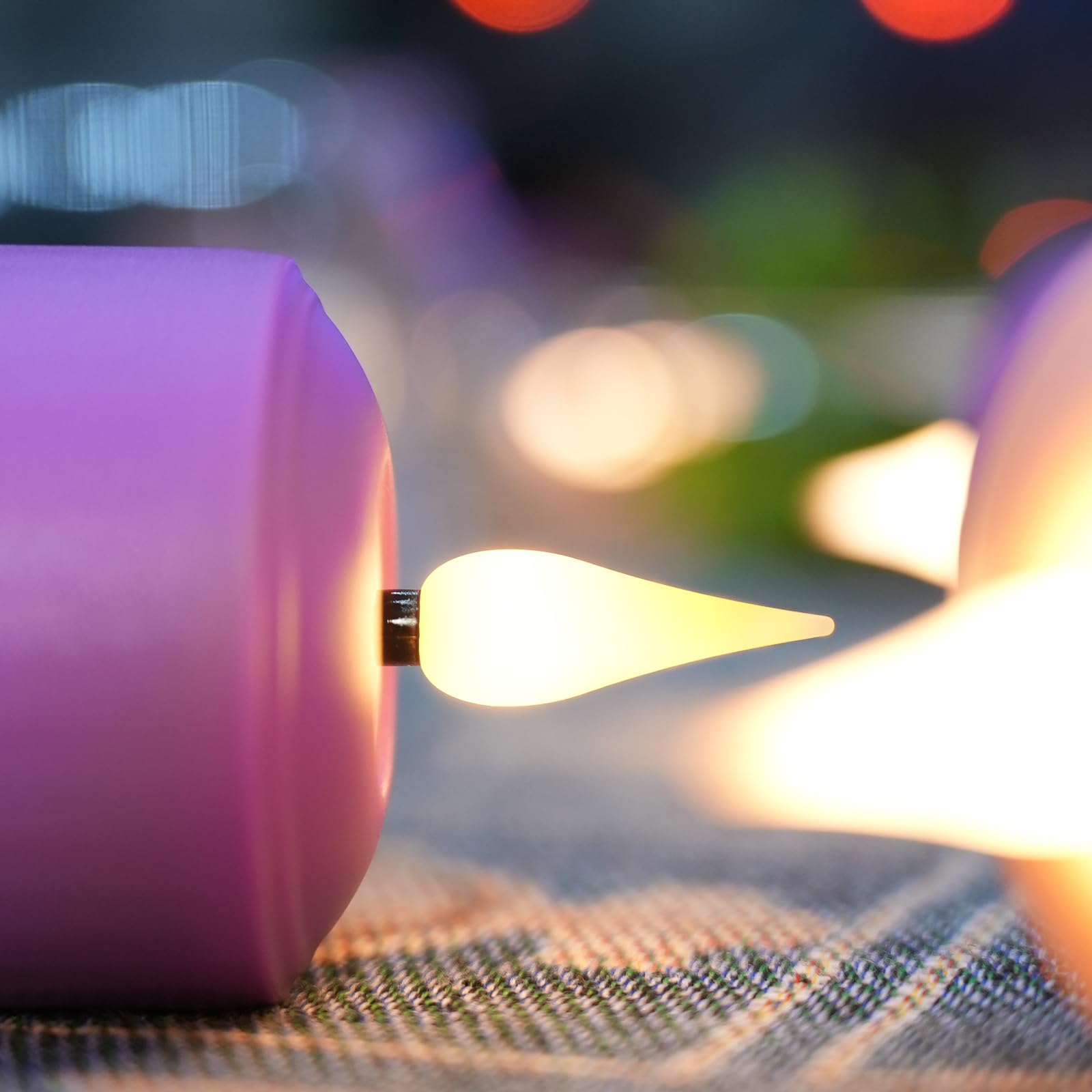 Yunsheng Flameless Advent Candles Purple And Pink, 4 Inch Battery Operated Led Advent Pillar Candles With Remote Timer, 350+ Hou