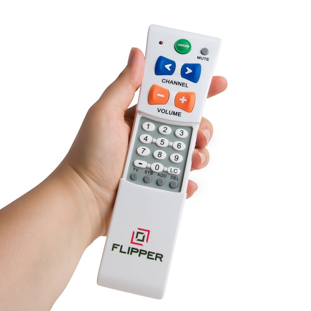 Flipper Big Button Remote For Seniors, Elderly   Universal Tv   Set Favorite Channels   Learning   Supports Ir Devices