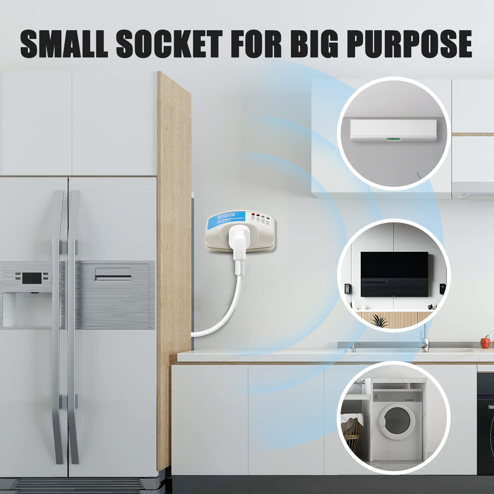 Bseed Surge Protector Home Appliance,Single Outlet Power Voltage Protector,Voltage Brownout Outlet Surge Refrigerator 1440 Watts