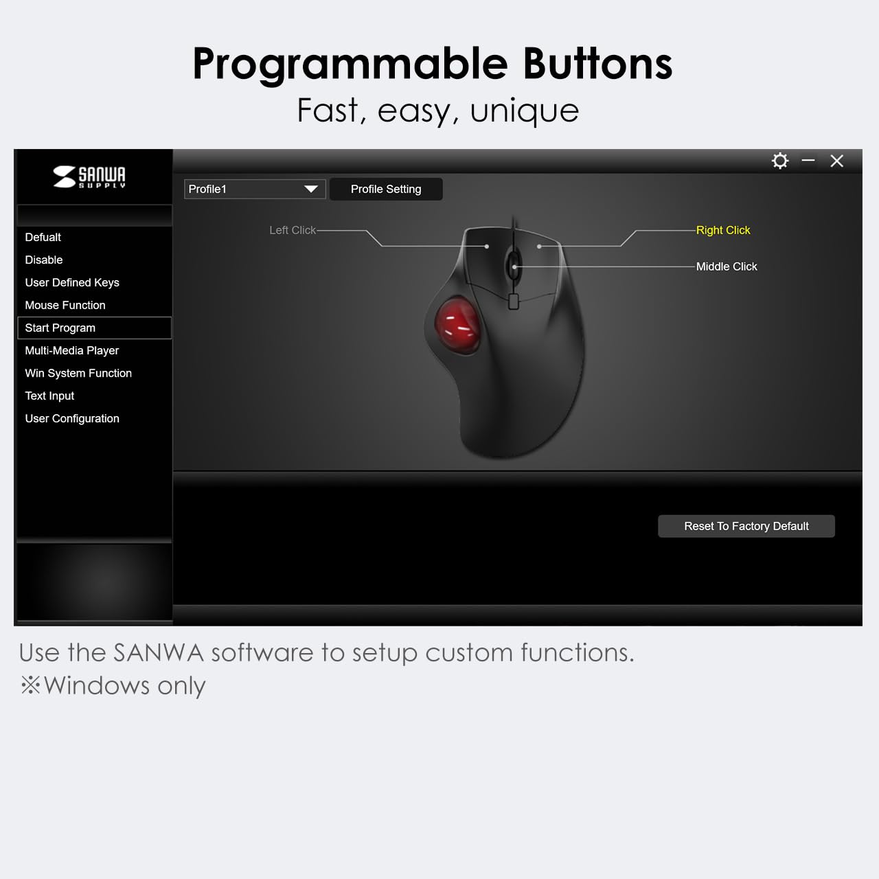 Sanwa 2.4G Wireless Ergonomic Trackball Mouse, Optical Rollerball Mice, Programmable Silent Buttons, 40Mm Trackball, 600/800/1200/1600 Adjustable Dpi, Compatible With Macbook, Laptop, Windows, Macos