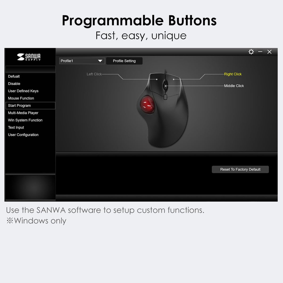 Programmable Button Trackball SANWA Wired Ergonomic Trackball Mouse, Optical Rollerball Mice ...