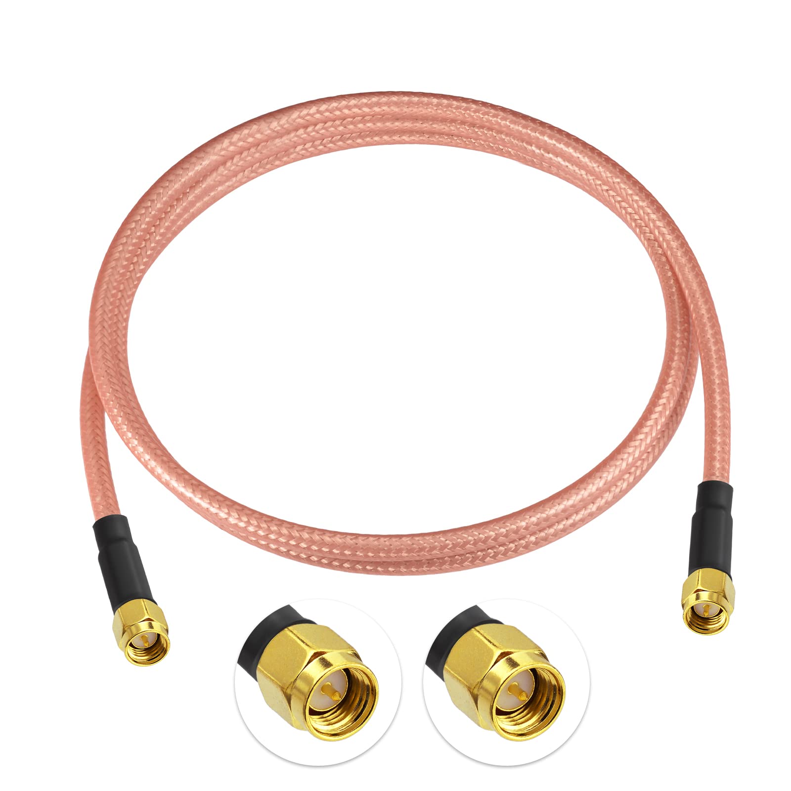 Eightwood Sma Male To Sma Male Cable Rg400 Low Loss Coax 3 Feet For 4G Lte Antenna, Wifi Antenna, Wireless Router, Ham Radio
