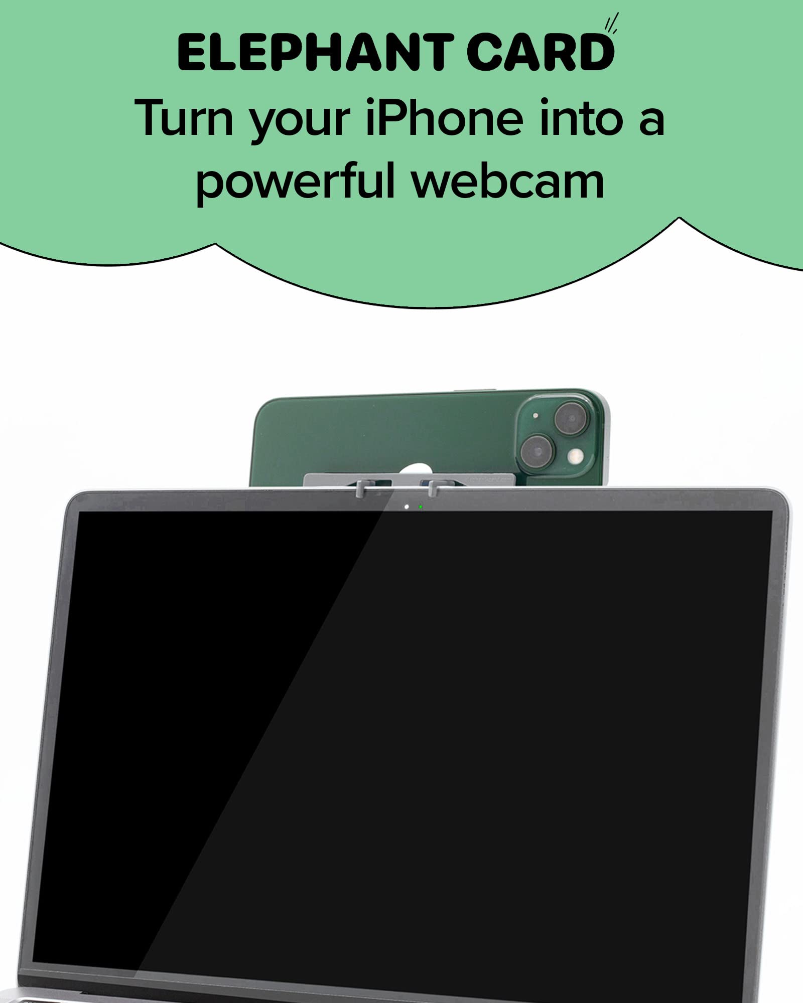 Elephant Card Iphone Holder In Credit Card Size   Continuity Camera Mount   Attach To Apple Laptop   Phone As Webcam (Gray)