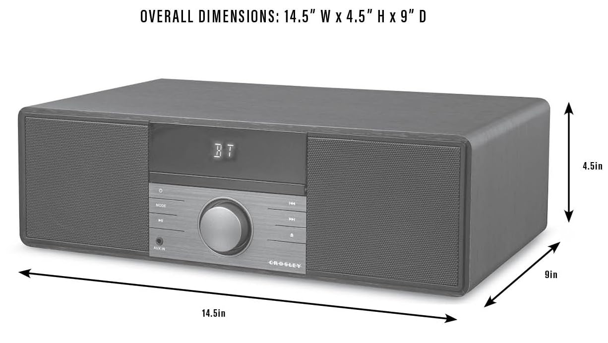 Crosley Cr3502A Bk Metro Bluetooth Fm Clock Radio And Cd Player, Black