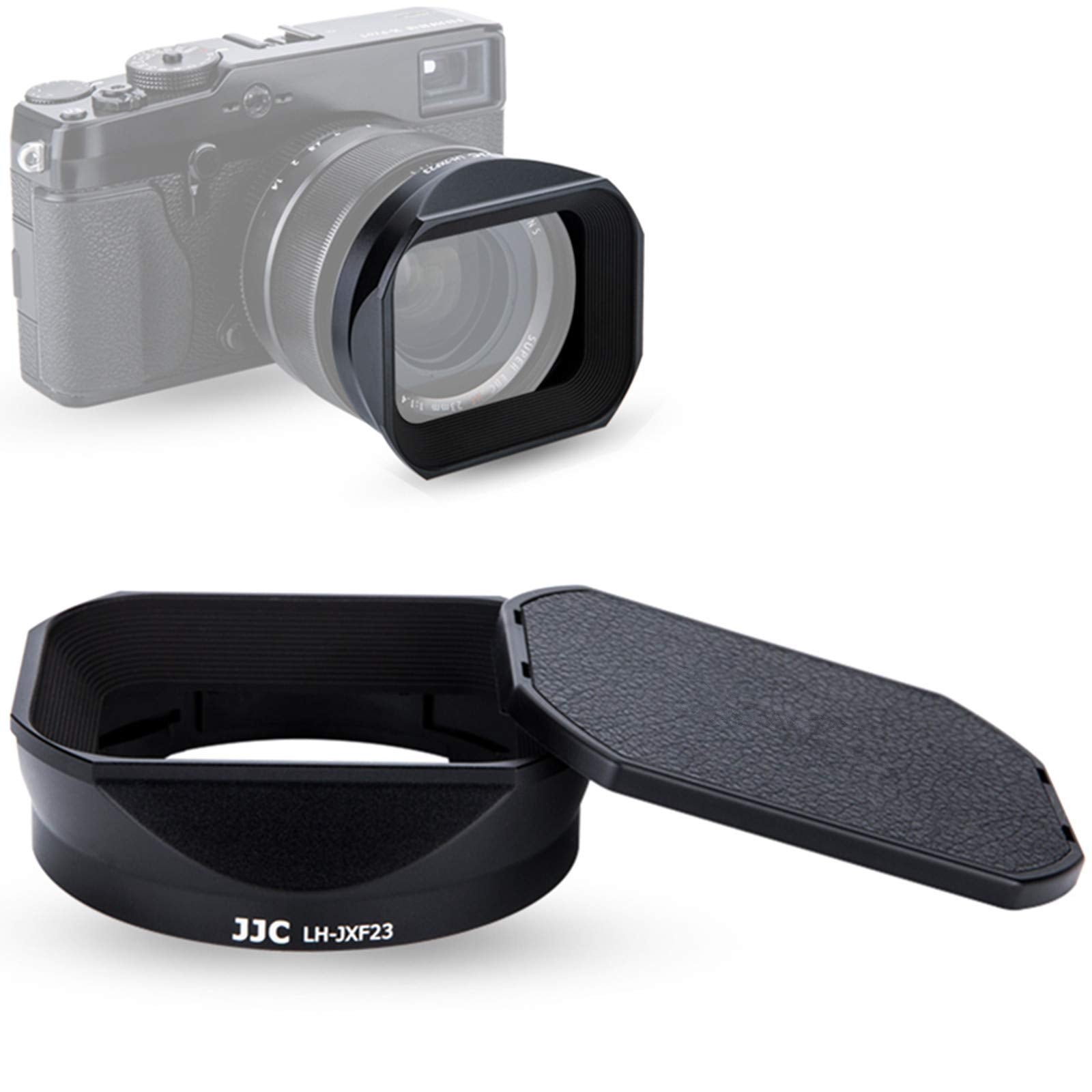 Square Metal Lens Hood W/Hood Cap Replace Fuji Lh Xf23 For Fujifilm Fujinon Xf 23Mm F1.4 R & Xf 56Mm F1.2 R (Apd) Lens On Camera