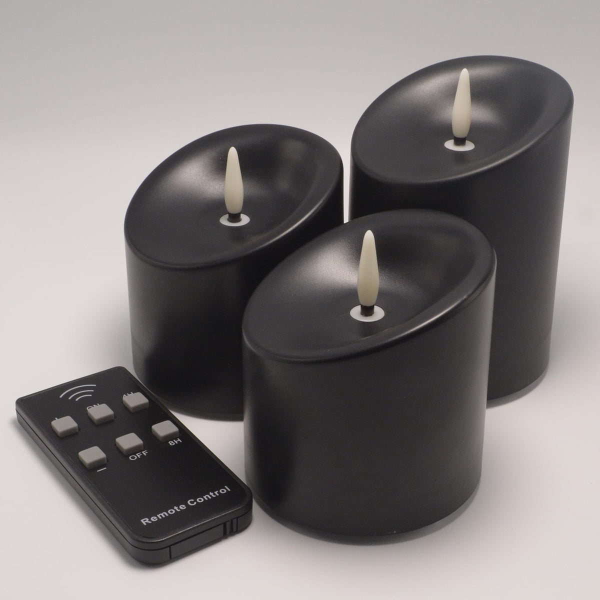 Bovrisy Halloween Led Candles   Black Halloween Pillar Candles With Remote Are A Great Idea For Halloween Decorations Outdoor &