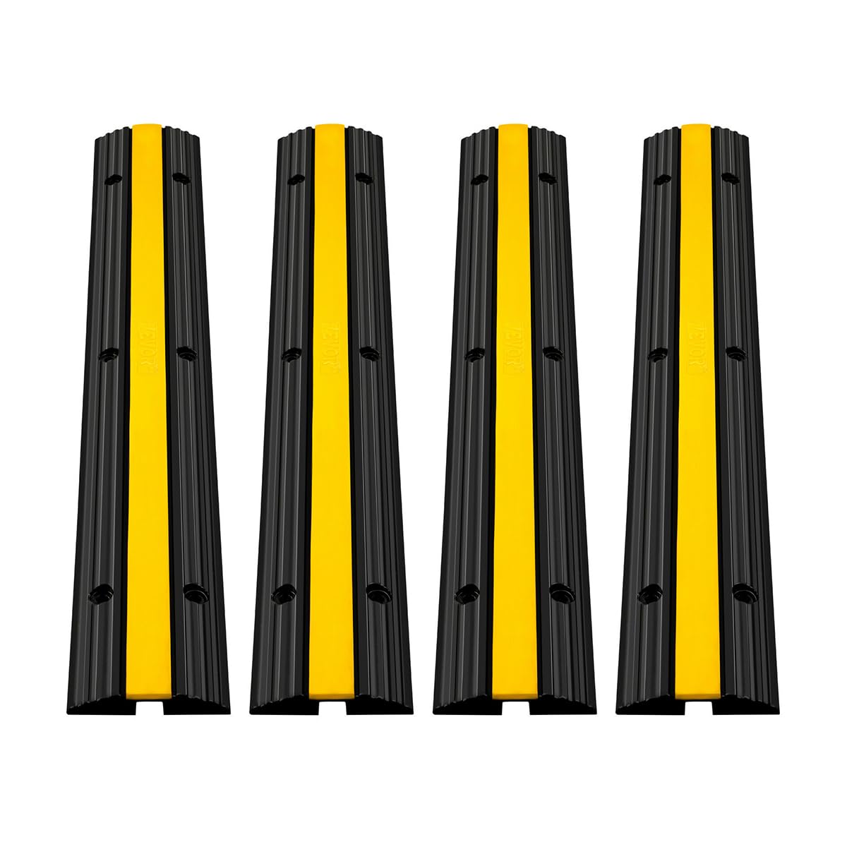 VEVOR 4 Pack of 1-Channel Rubber Cable Protector Ramps Heavy Duty 22046Lbs Load Capacity Cable Wire Cord Cover Ramp Speed Bump D