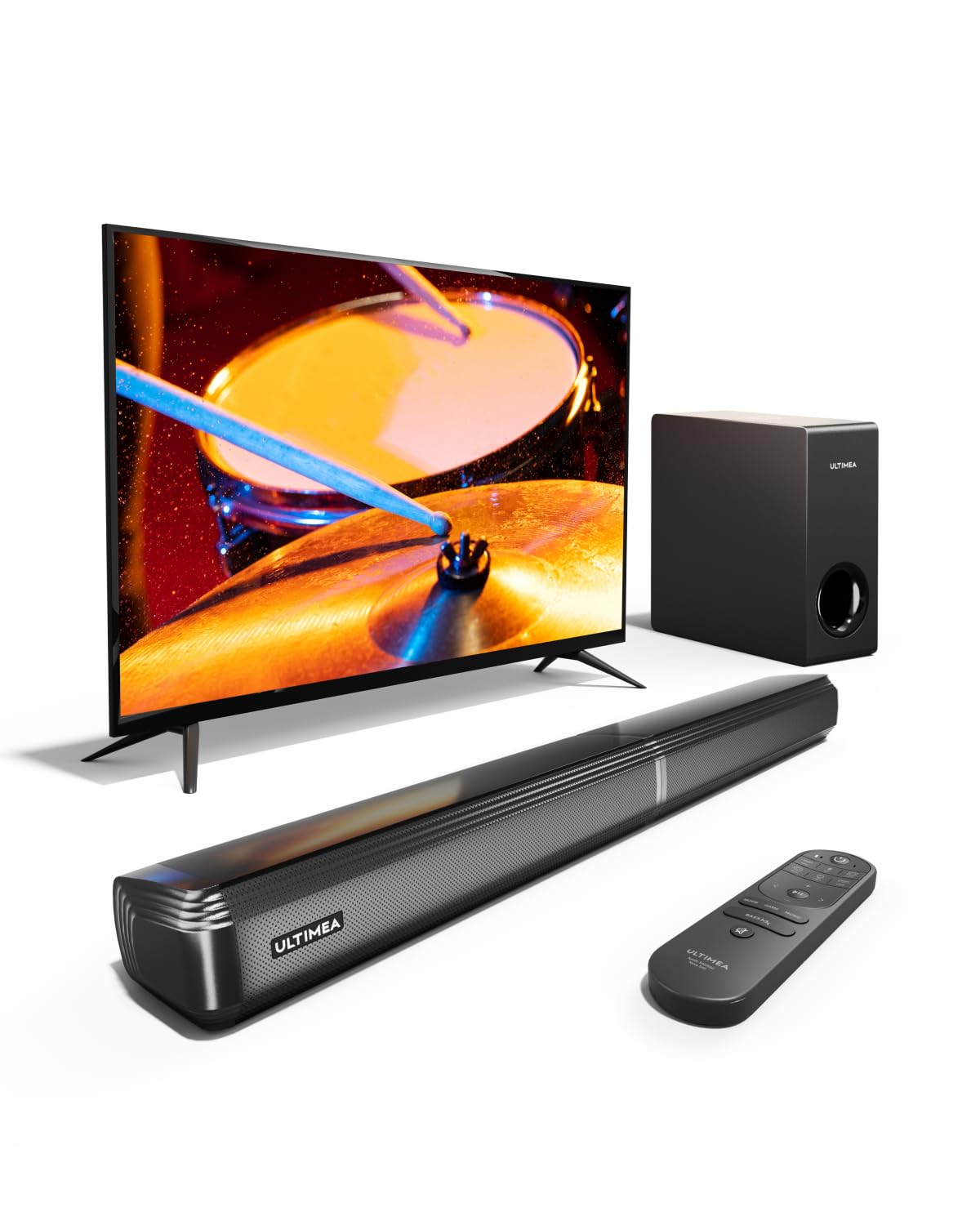 Ultimea 4.1Ch Sound Bar For Smart Tv With Subwoofer, Peak Power 200W, 2 In 1 Detachable Soundbar For Tv, Bluetooth 5.3, Bass Adj